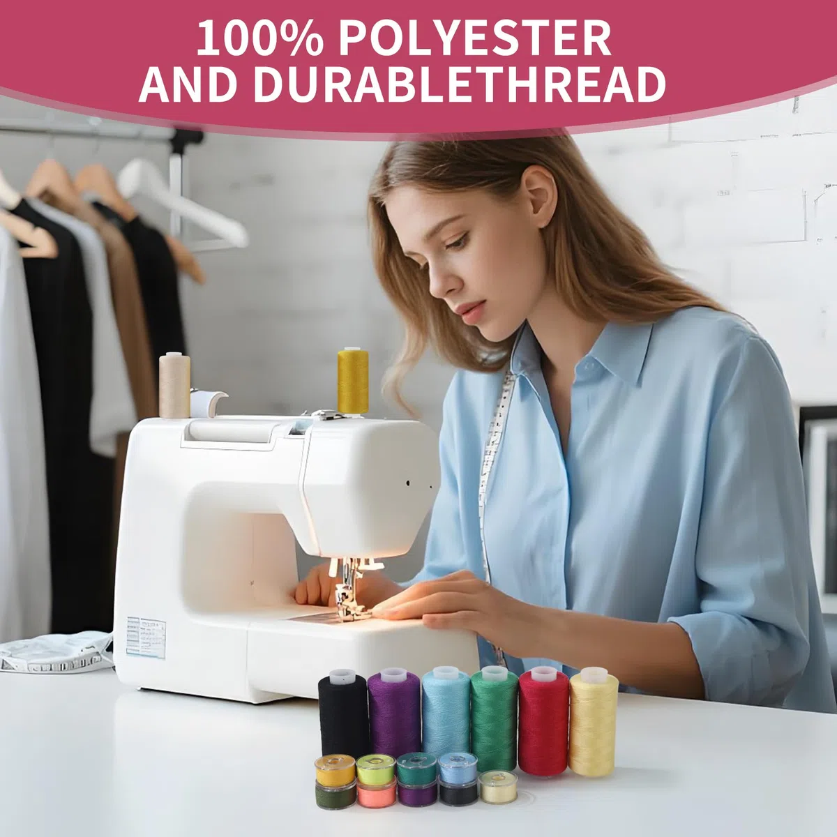Juego de Hilos De Coser 400 yardas de Hilos De Coser Para Maquina 36 colores de hilo de coser con 36 carretes de poliéster de alta resistencia Apto para todas las máquinas de coser y máquinas overlock