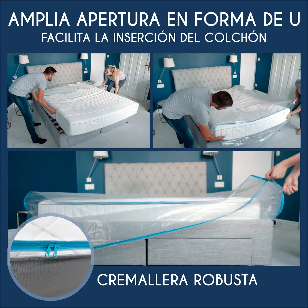 Dreamzie Funda Colchon 135x190 cm (Espesor 30 cm) - Funda colchon mudanza con Cremallera - Pack Mudanza, Protector de Colchón, Almacenamiento, Mudanzas - Impermeable y Resistente