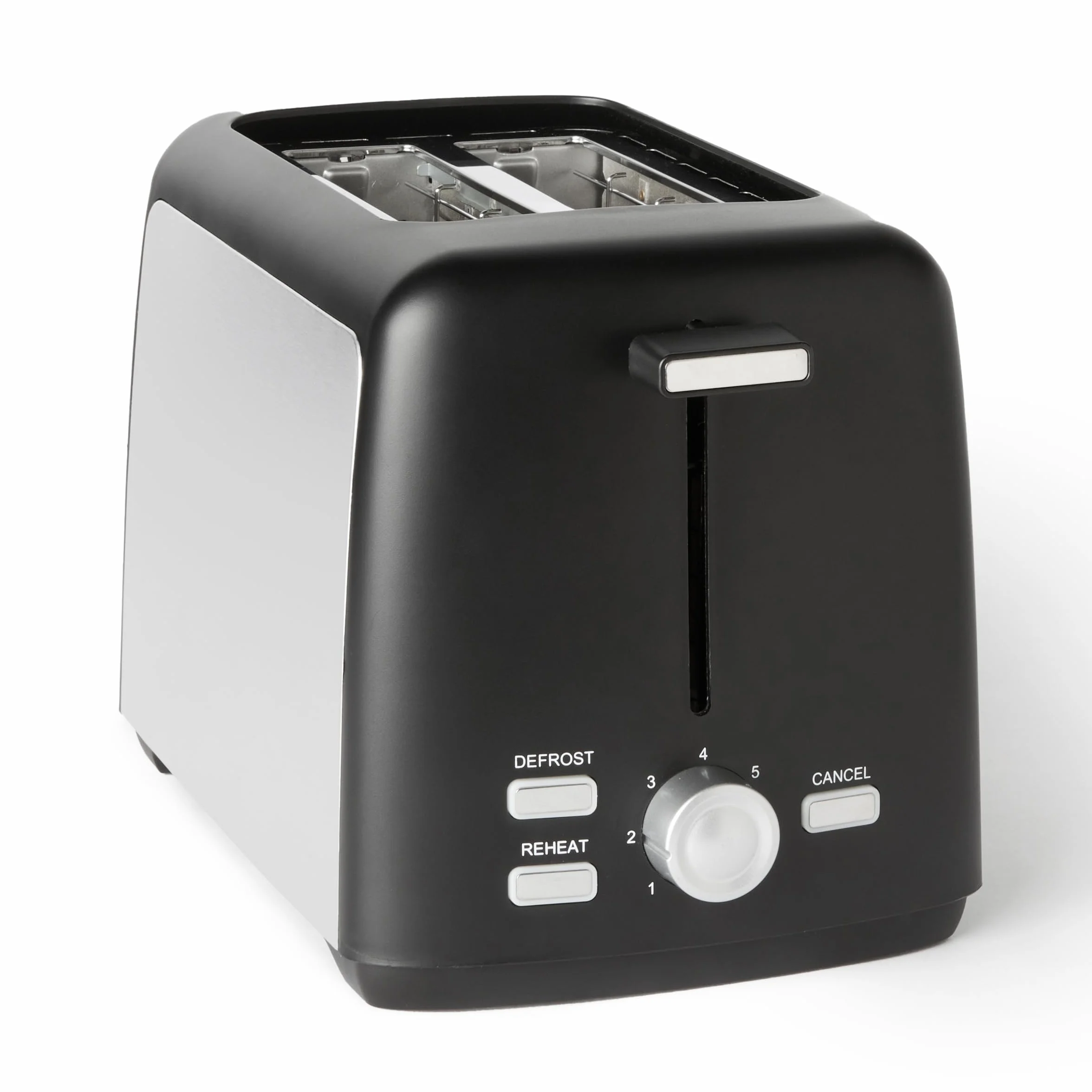 Amazon Basics Tostadora 2 Rebanadas con 7 Niveles de Tostado y Bandeja para Migas Extraíble, Ranuras Extra Anchas, 800W, Negro