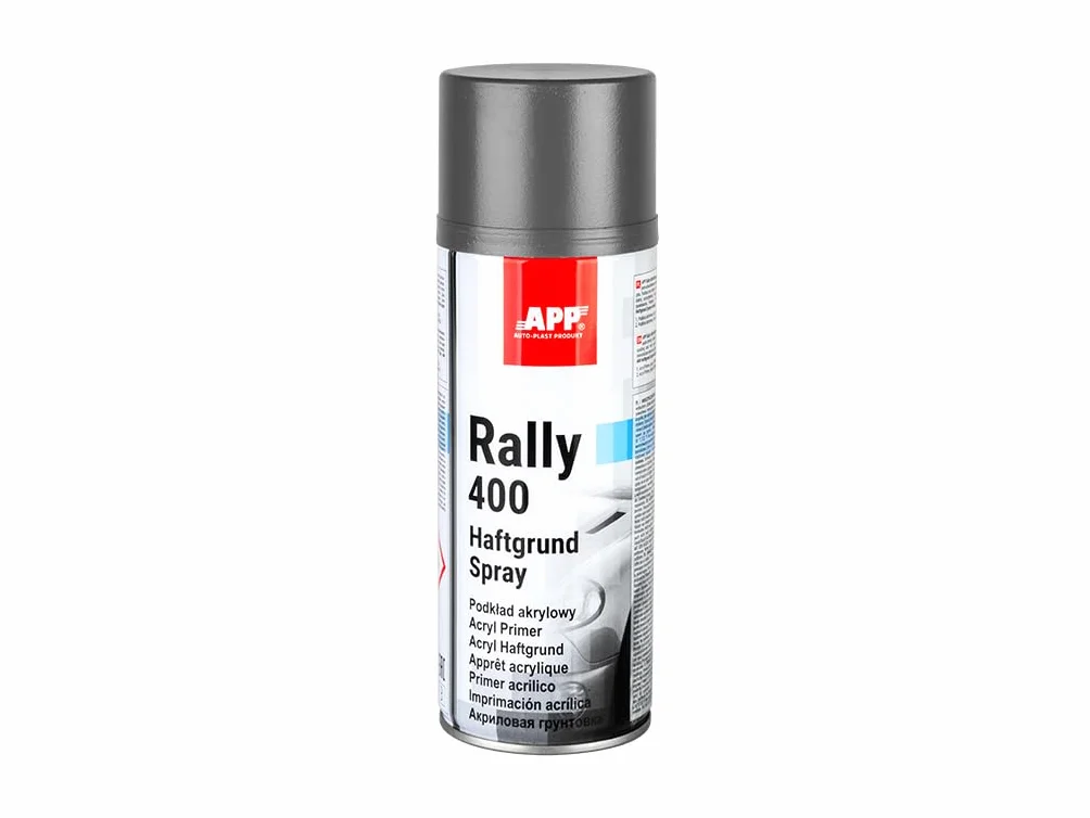 APP Rally 400 Acryl Primer Spray - Imprimación Universal | Imprimacion spray con excelente agarre | Pintura spray imprimacion para carrocería, metal, plástico y madera | 400ml | Gris