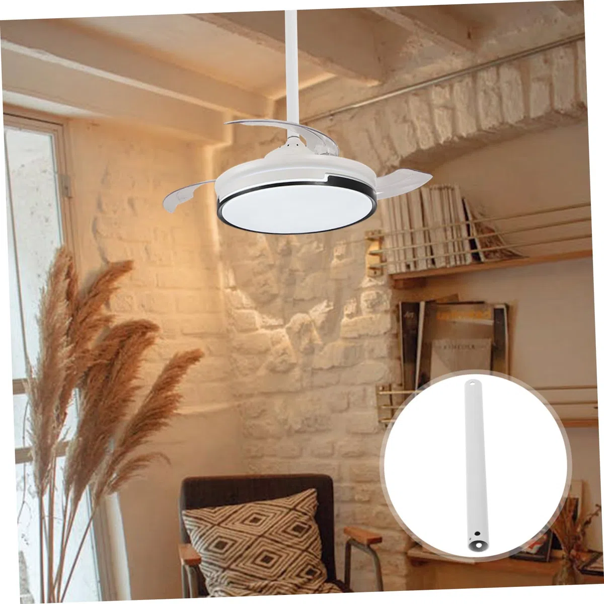 Ventilador Techo Luz Varilla Extensión Hierro 26mm Fácil Instalación Universal