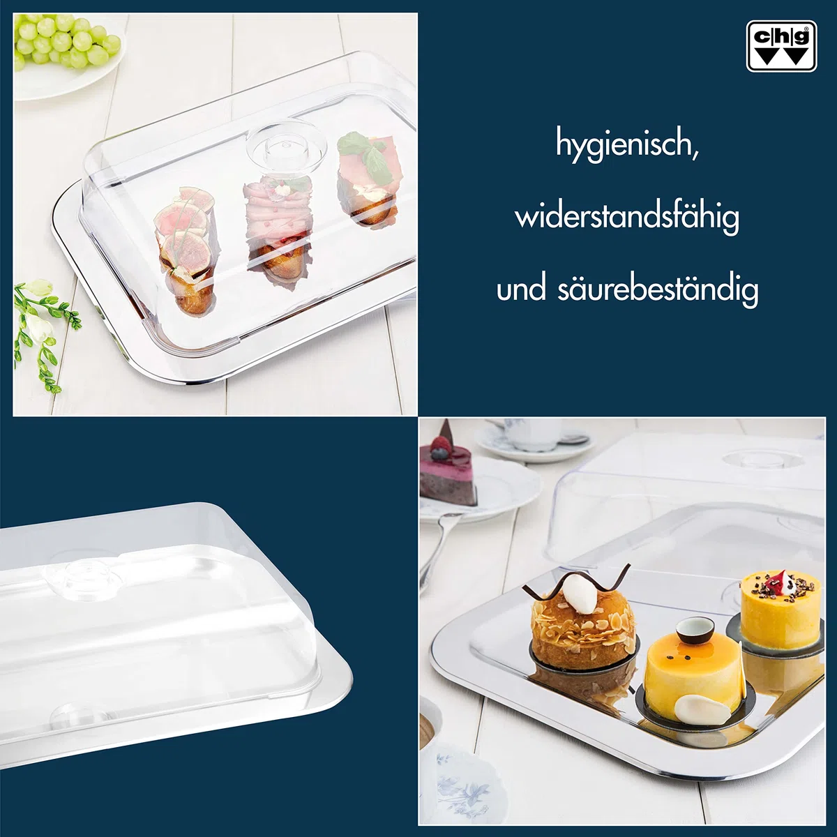 CHG 18623FR-07 - Bandeja de aperitivos con tapa, metal, (42 x 31 x 8,5 cm)