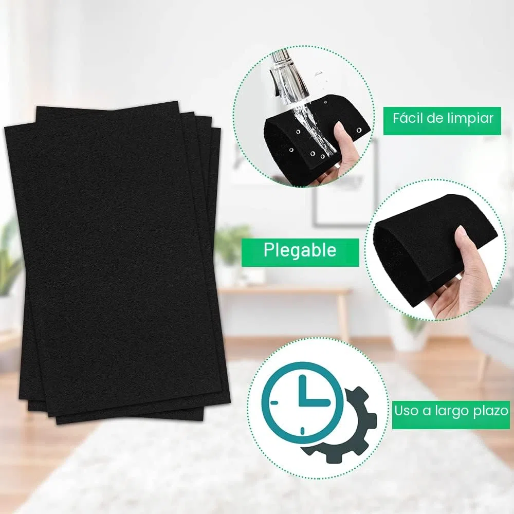 Almohadillas de Carbono de Corte para Ajuste Filtros de Carbón Activado Universales, Filtro de Aire, Filtros de Repuesto para Purificadores de Aire Acondicionado (1.22m*0.2m*3mm(2PCS))