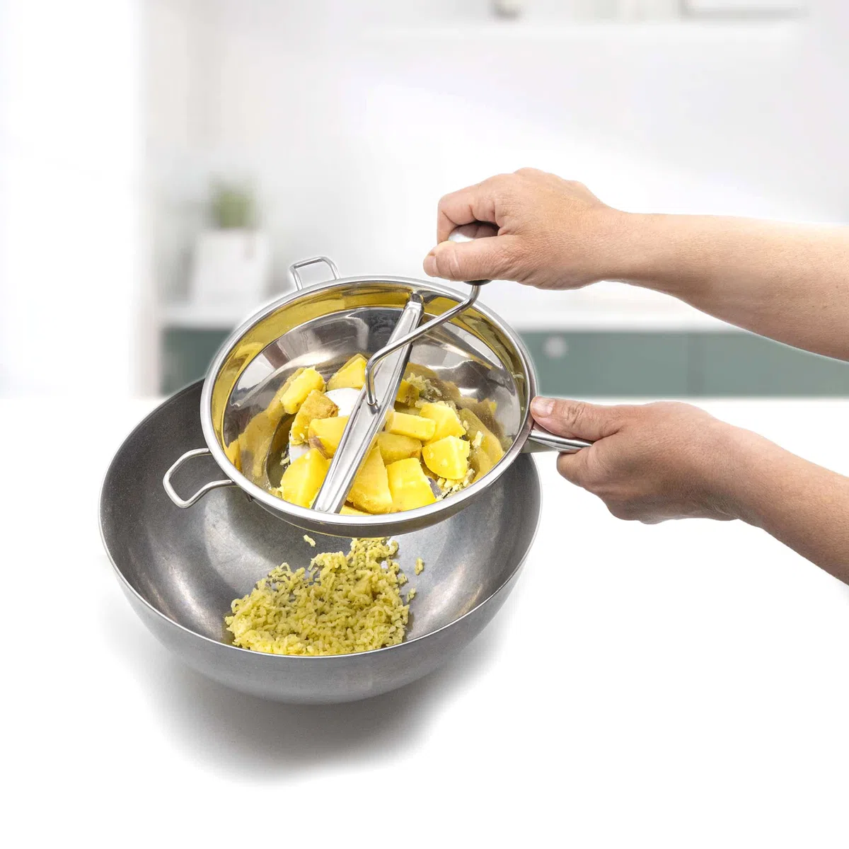 Pasapures Acero Inoxidable 20cm con 3 Discos Colador Chino Cocina