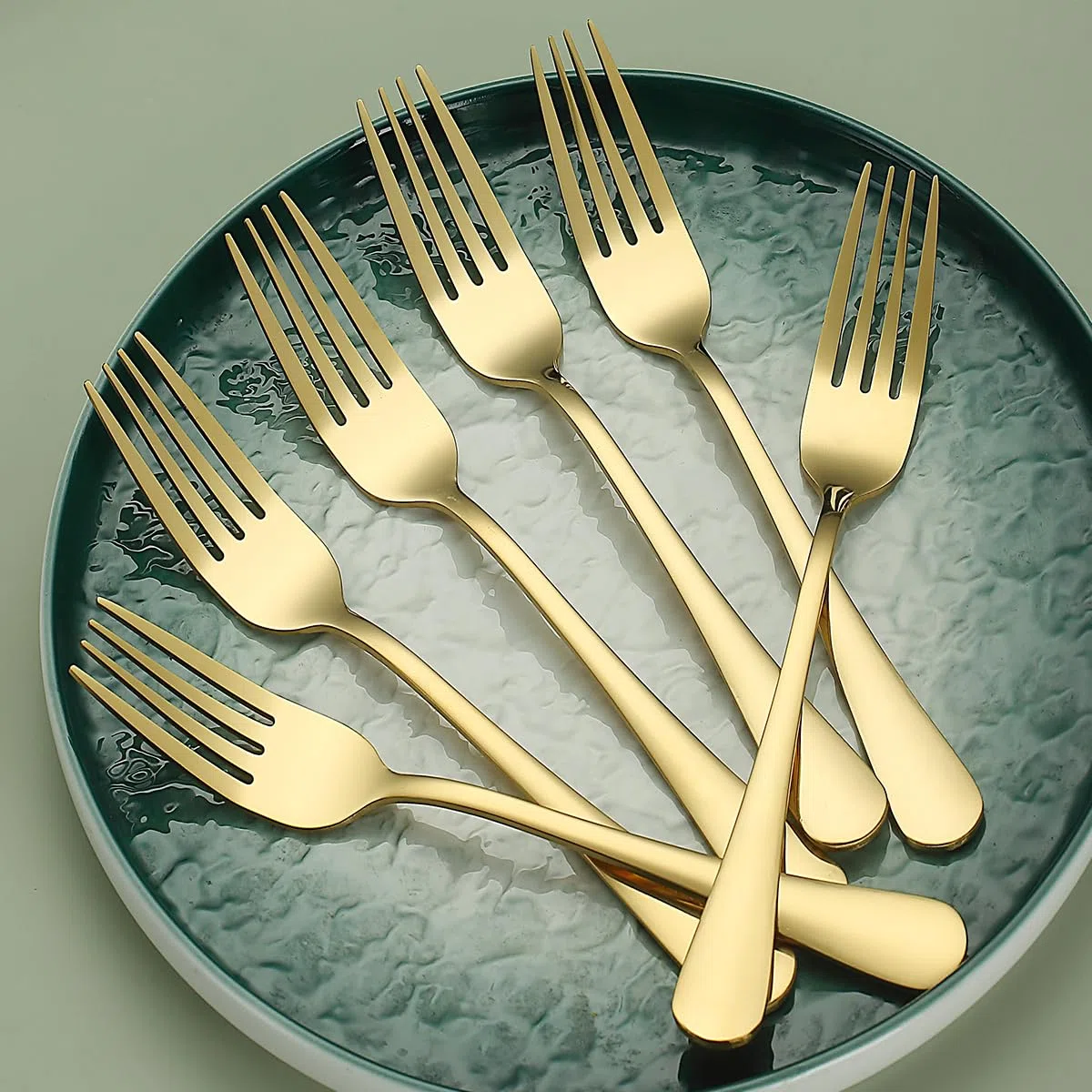 Evanda Tenedor De Cena 12 Piezas, Acero Inoxidable Titanio Dorado 20.5cm Tenedores, Tenedores de Pastel, Tenedores de Mesa, Tenedores de Postre, Fácil de Limpiar, Apto para Lavavajillas