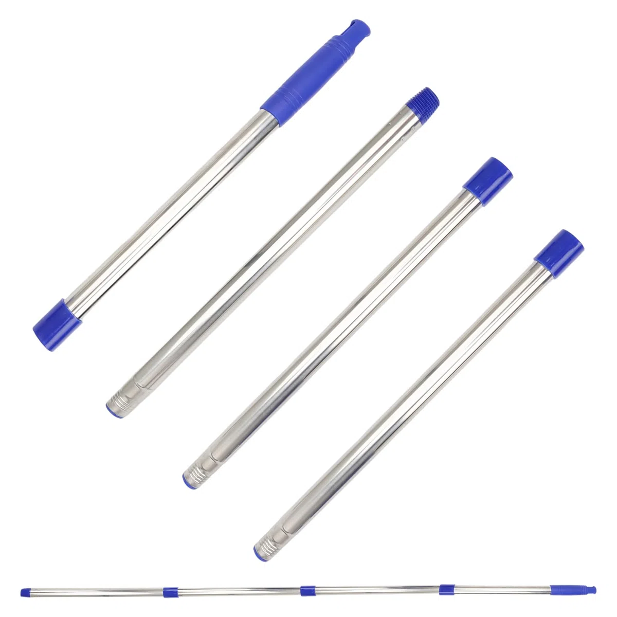 1.5m Pertiga Telescopica, Acero Inoxidable Palo Telescopico Limpieza, Azul Window Cleaner, Conexión Roscada Limpiador de Cristales con Mango de PP, para Cepillos de Suelo