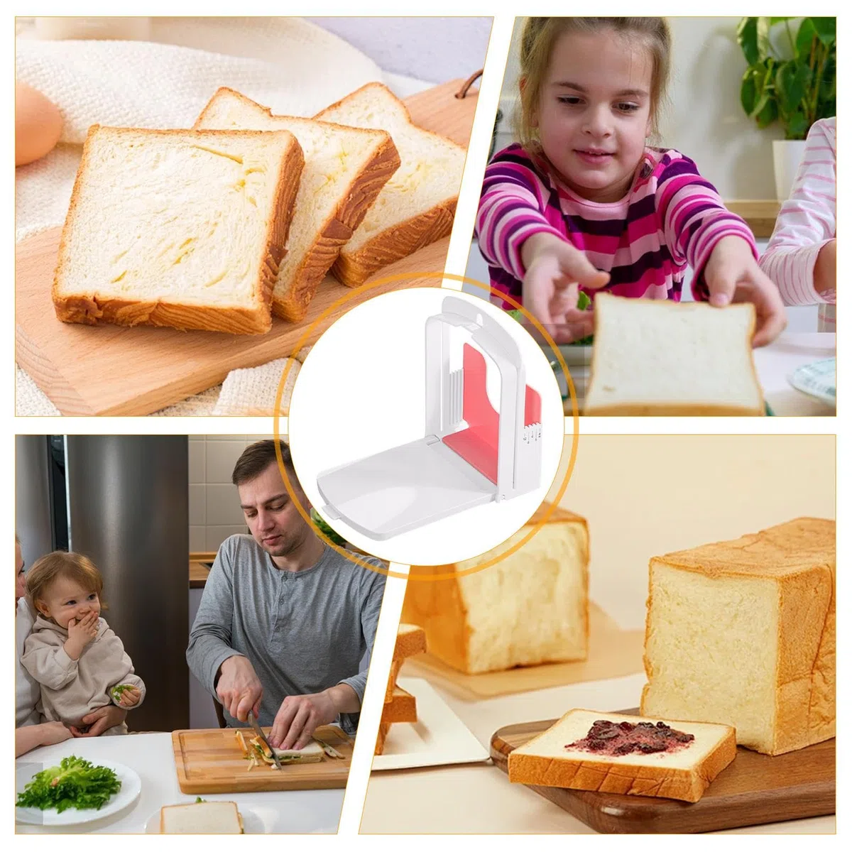 Guía de rebanadora de pan, rebanadora de pan manual, rebanadora de pan de cocina | Herramienta para cortar pan sándwich | Cortador de pan de fermentada y tostadas | Césped