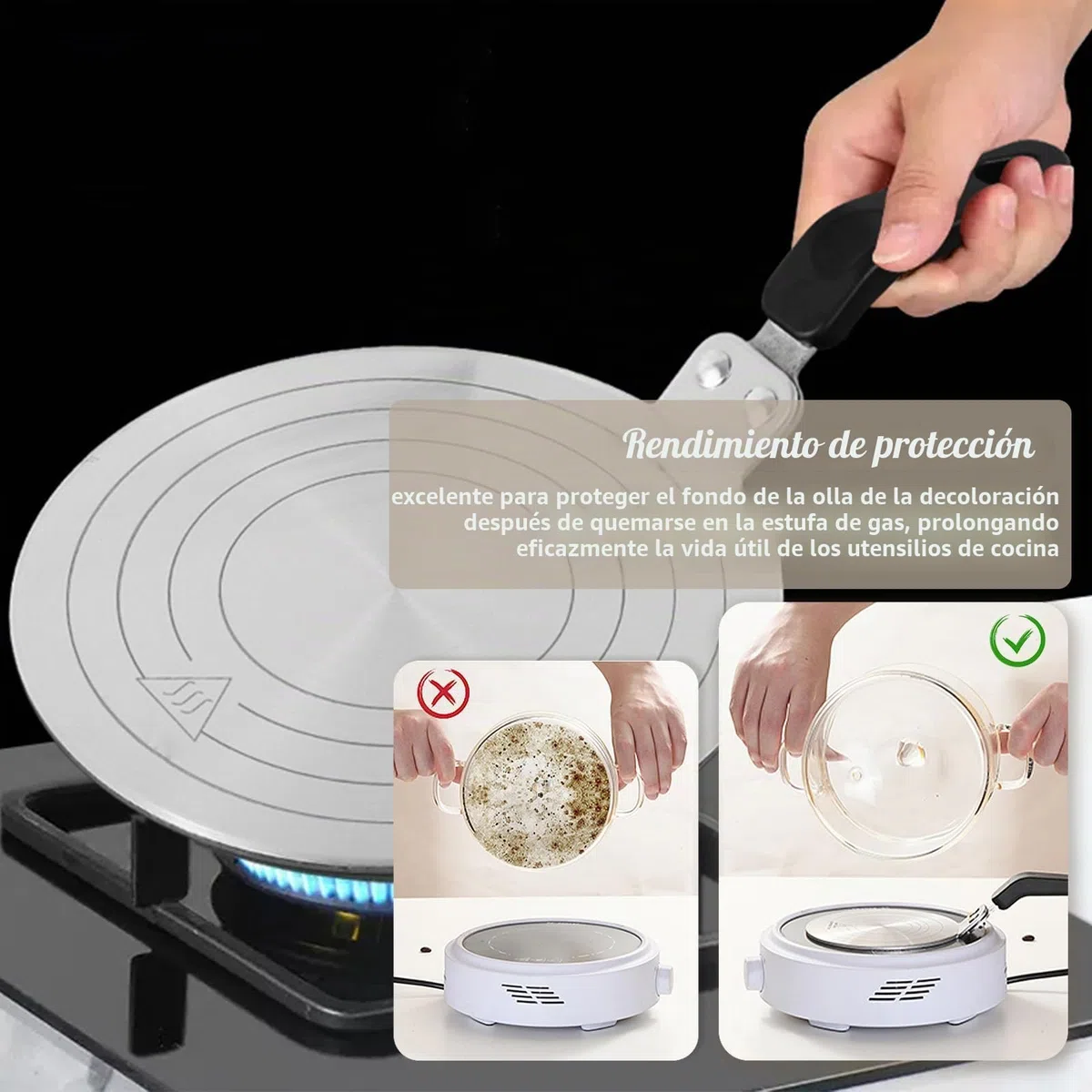 Adaptador de Placa de Inducción de 20 cm para Cafeteras y Utensilios de Cocina - Disco de Difusión de Calor de Acero Inoxidable para Uso en Placas de Inducción