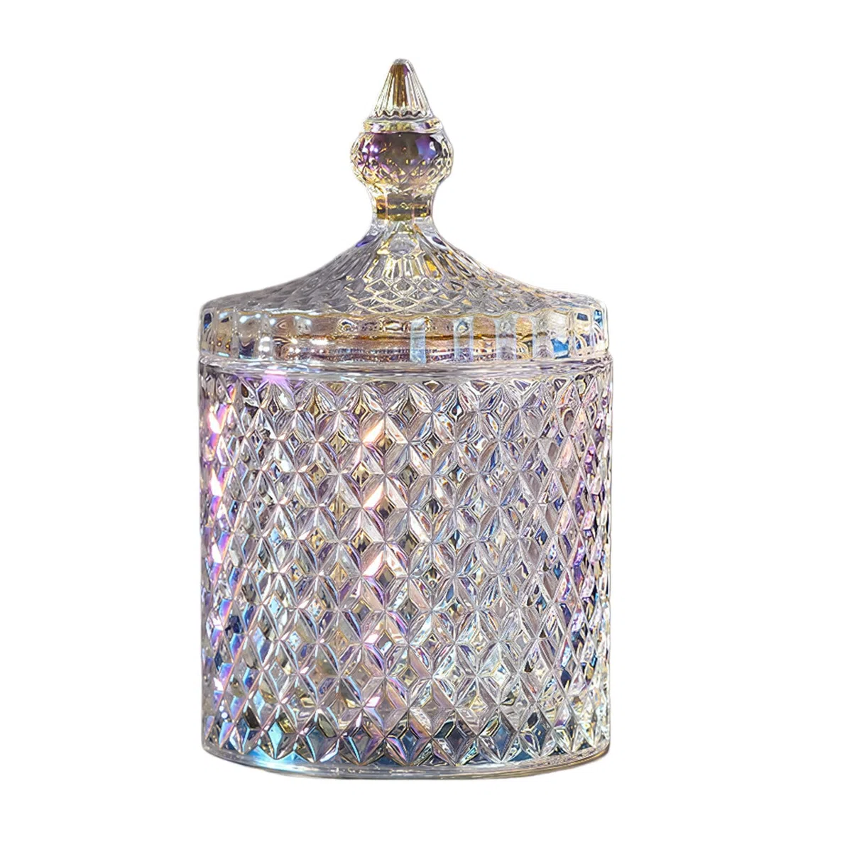 Erioctry - Tarro de cristal hermoso de 300 ml/10 oz con tapa, caja de caramelos de color para boda, azucarera, barril para galletas, caja decorativa para joyas
