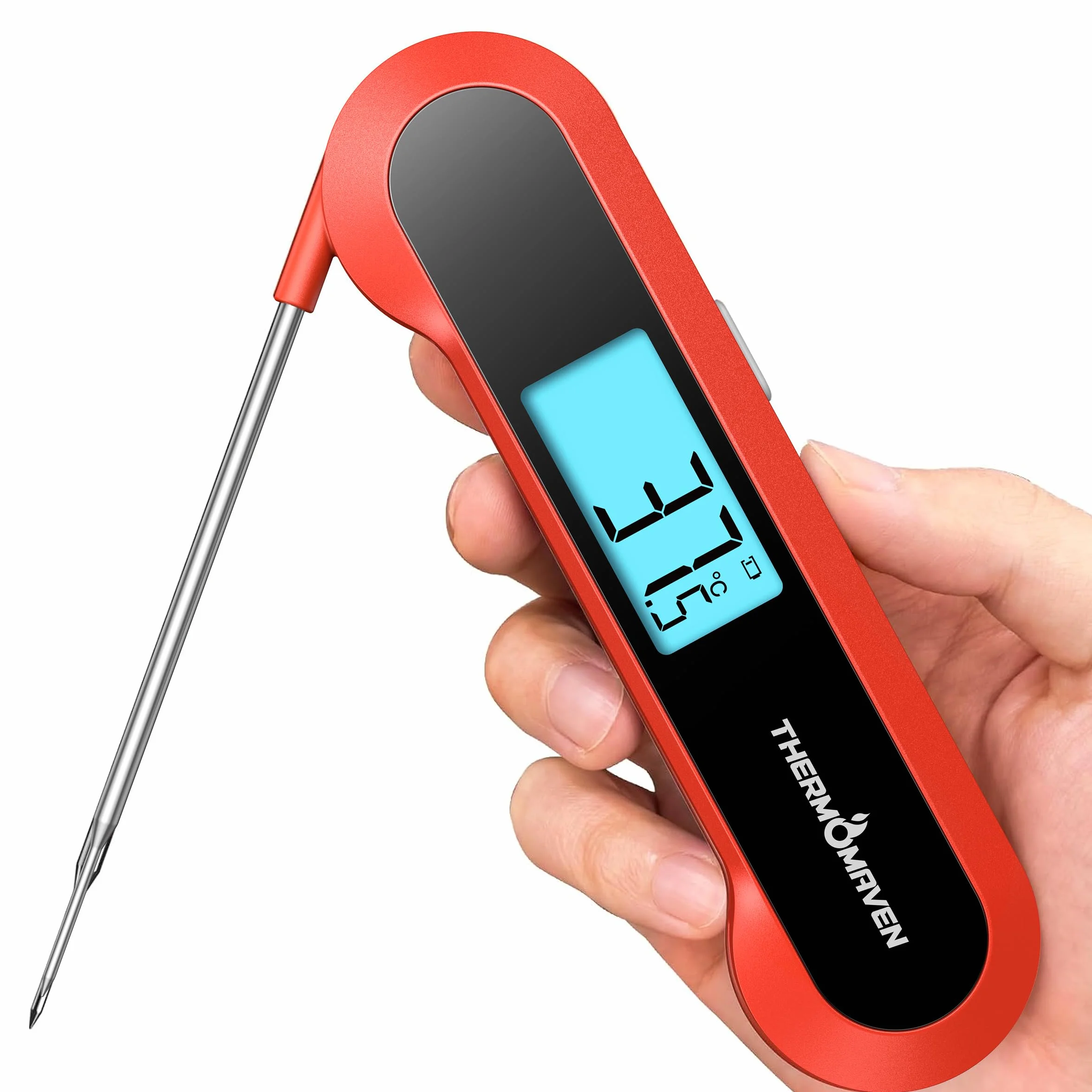 ThermoMaven F1 Termómetro Digital para Carne - Lectura 0,5s Termómetro Cocina, NIST ±0,3°C, IP67 Impermeable Magnético, para Barbacoa Horno Freidora Aire Asado Chuletón, Regalo Hombres Mujeres