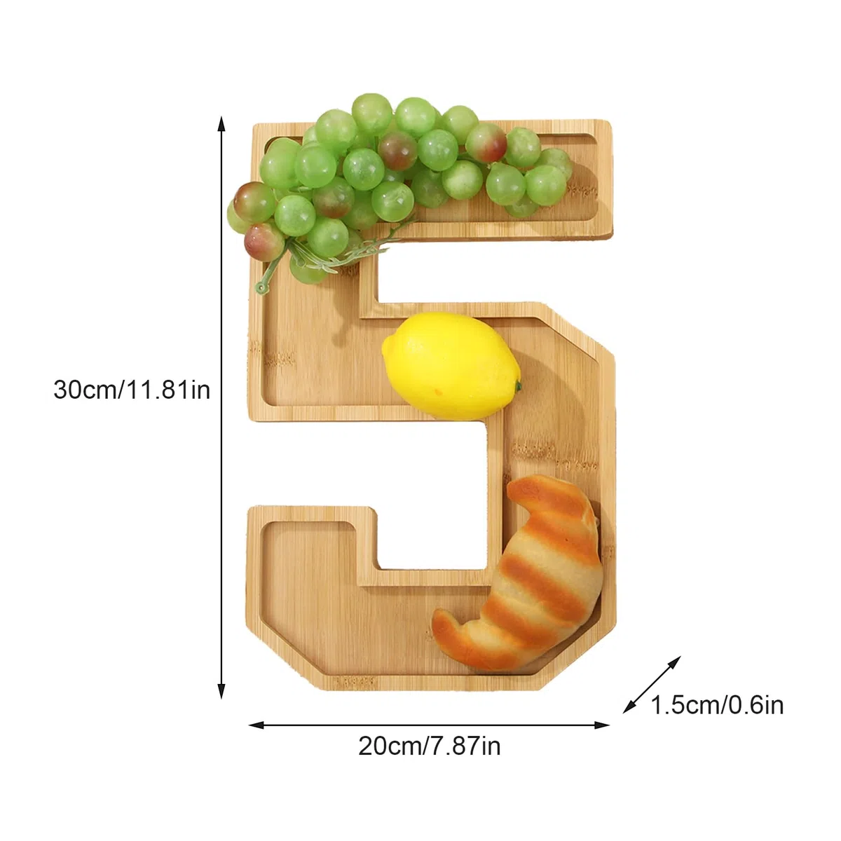 NúMero de Madera Tablas de Charcutería, Número de 12" Bandejas para Servir Platos de Comida Rellena Ensalada de Fruta Platos de Comida de Vegetales para la Fiesta de Cumpleaños (50)