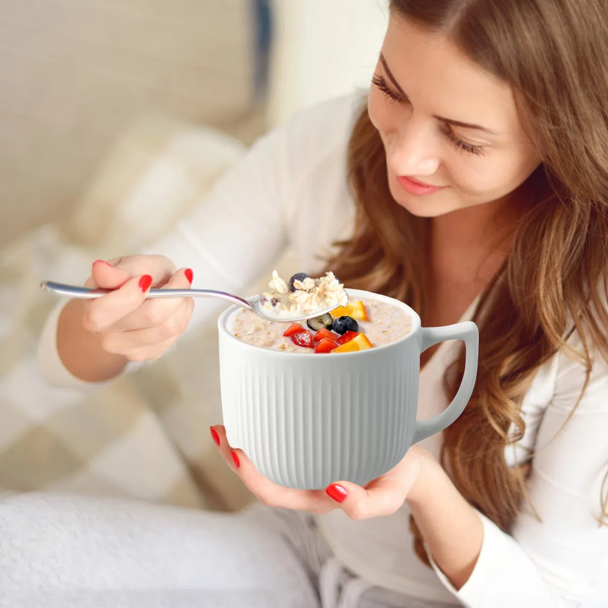 Taza Grande Tazones de Cereales, Café De Cerámica De 900ml Tazas, Sopas De Cereal Tazón Taza De Café De Porcelana Tazón, Taza de Leche de Porcelana, con Asa, Taza de Sopa, Ramen, Ensalada