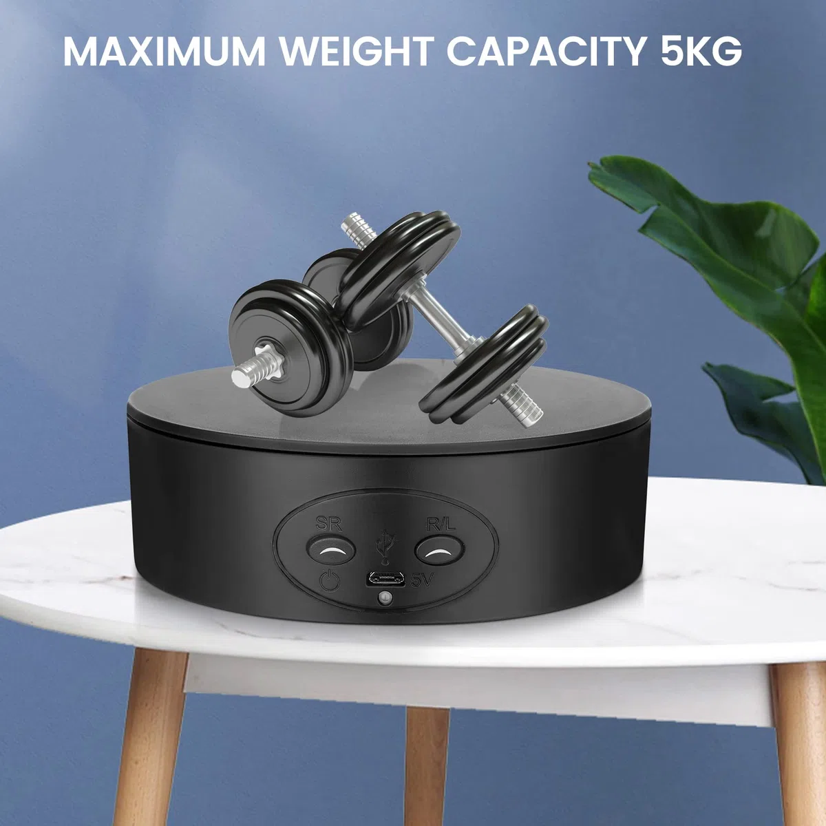 Base Giratoria Electrica, 360 Grados Plataforma Giratoria eléctrica con 13CM 5KG de Carga, Base Giratoria Fotografia con Carga USB 2 Velocidades para Exhibición de Productos Fotografía