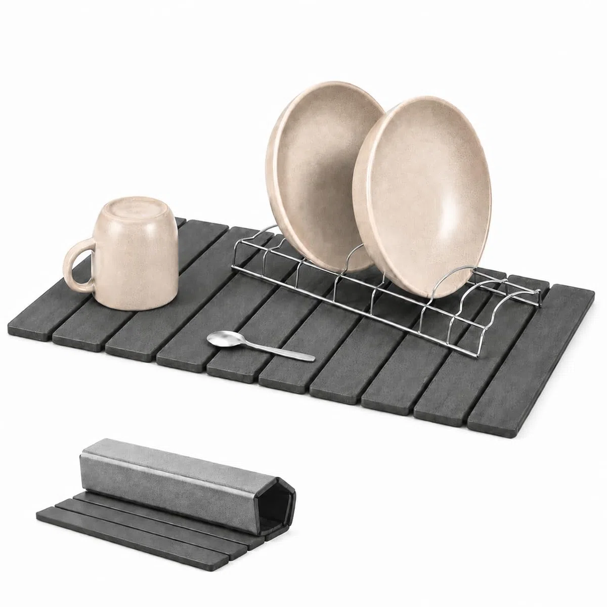 Escurridor Diatomita Cocina con Rejilla de Acero Inoxidable, Secado Rápido y Organización de Vajilla, para Platos, Vasos y Utensilios, Ideal para Cocinas Pequeñas, Encimera Seca y Sin Humedad