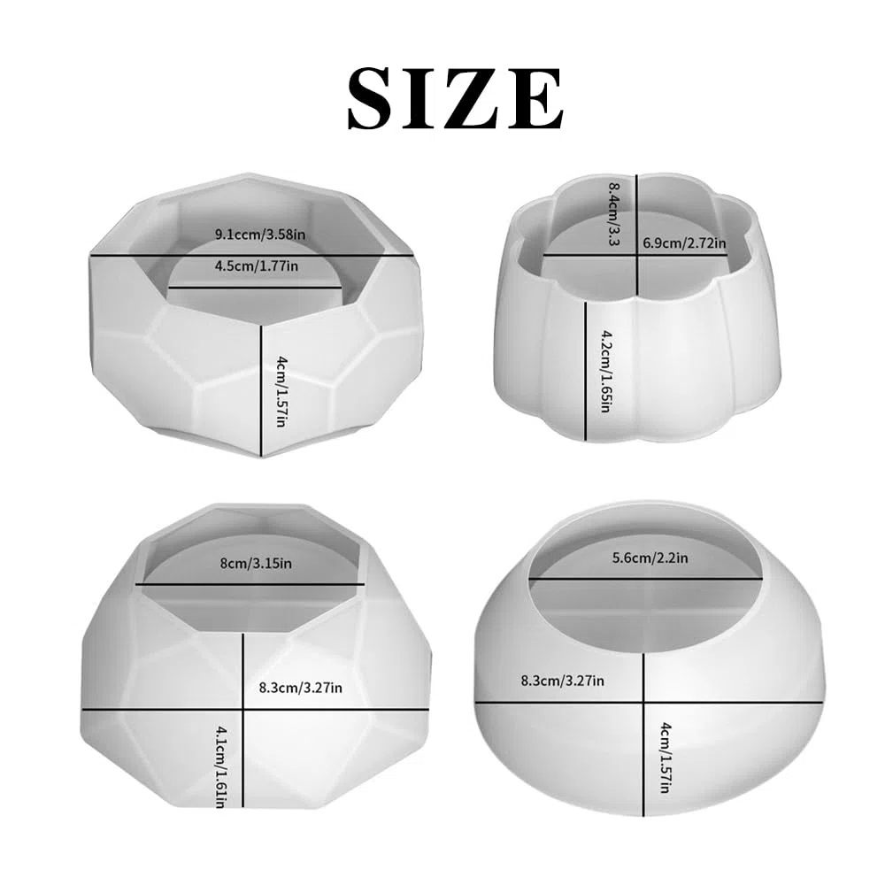 4 Piezas Molde de Silicona para Florero Pequeño, Macetas y Jarrón de Plantas Suculentas - DIY Decoración para Hogar (4 Formas)
