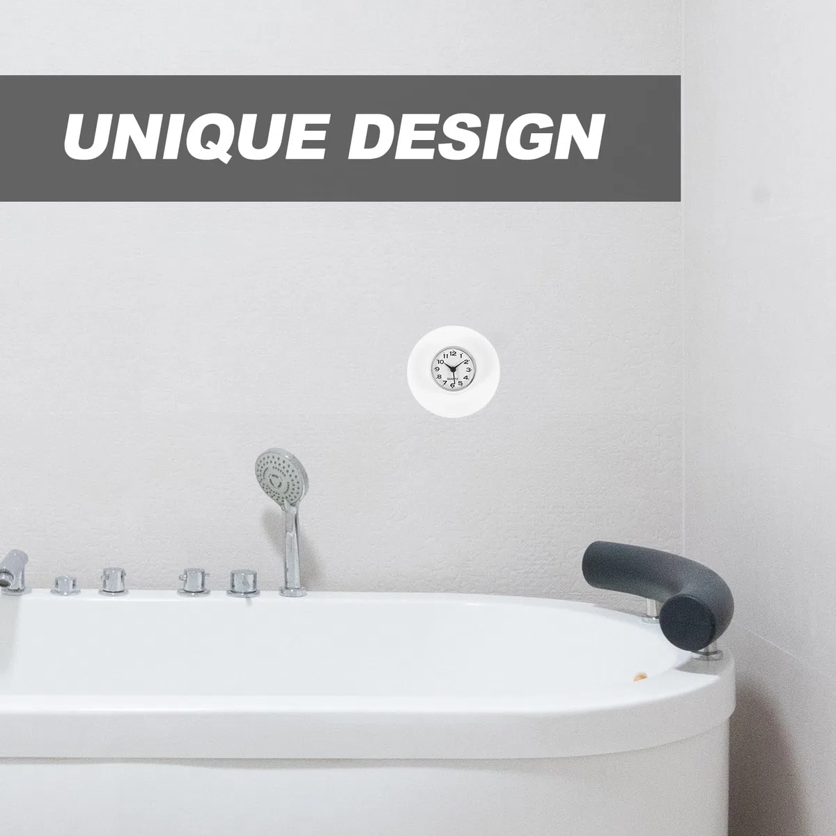 Amosfun Reloj De BañO Impermeable con Ventosa, Reloj De Pared para Y Cocina, DiseñO Moderno Sin Batería, Espejo De Vidrio