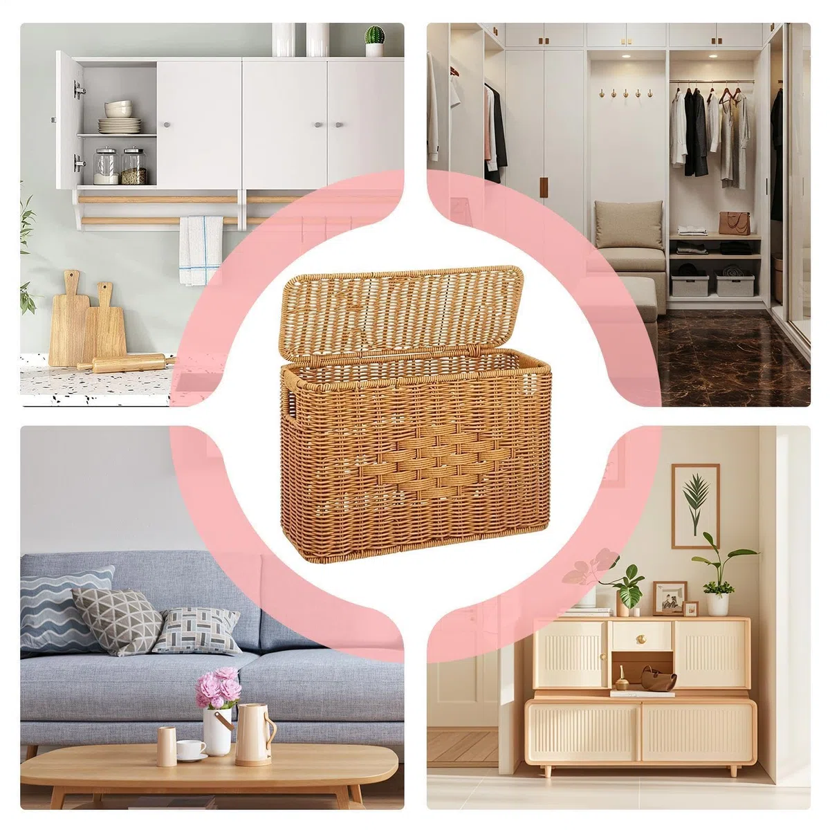 Cesta de Ropa Estrecha - con Tapa Decorativa, Resistente al Polvo, Alta y Estrecha - Cesta de almacenamiento para el hogar,Para residencia, oficina, apartamento, dormitorio, sala de estar y hotel