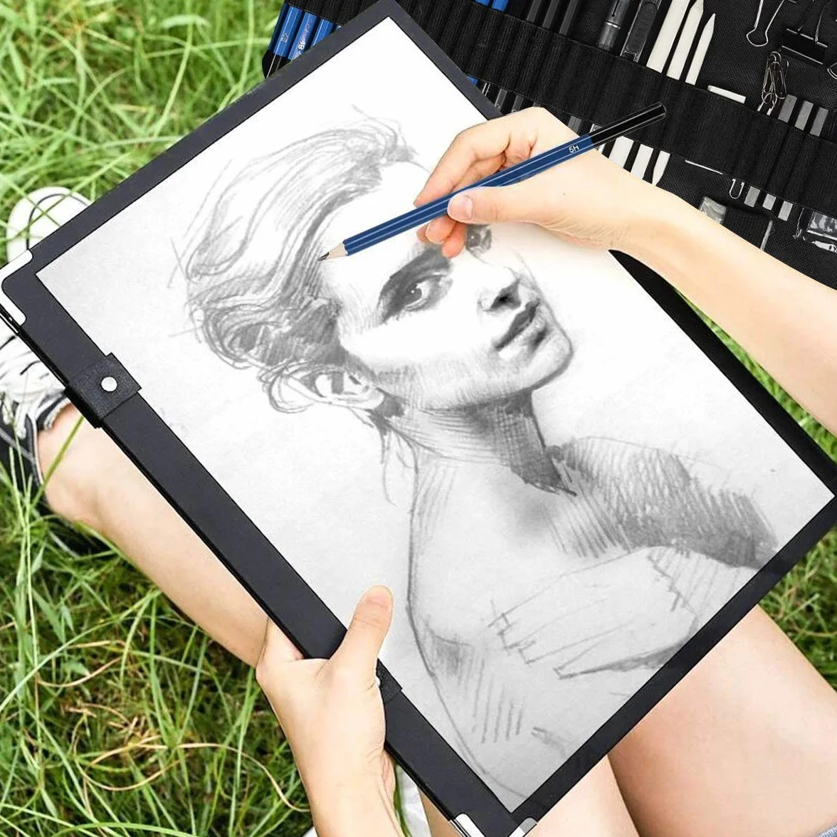 Lápices de Dibujo Artístico, UlifeME 50 Pcs Kit de Dibujo Profesional para Boceto, Lapiz Dibujos con Lapices de Carboncillo y Grafito & Lápices Arte, regalo para Artistas, Estudiantes, Niños y Adultos