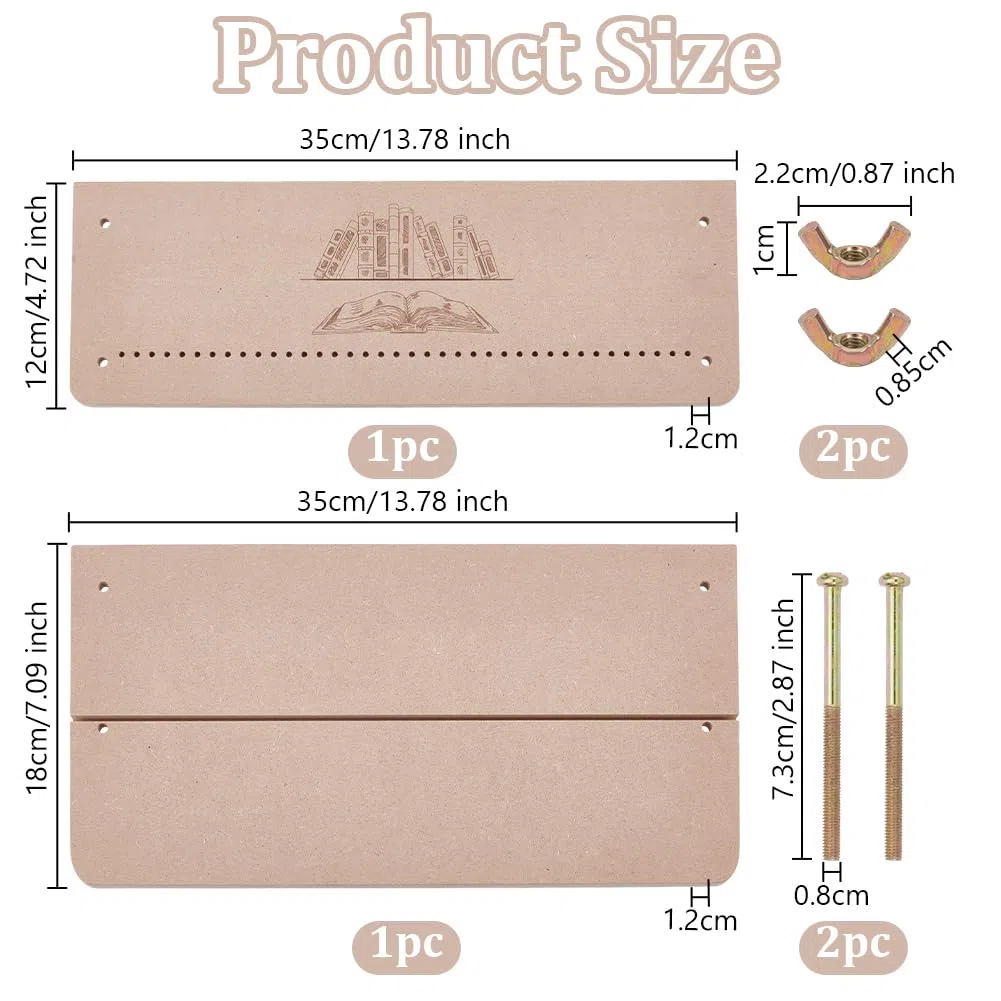 OLYCRAFT Herramientas de prensa de libros de madera, herramientas espaciadoras de encuadernación, herramientas rectangulares de madera para encuadernación, libro de prensa portátil de libros de madera