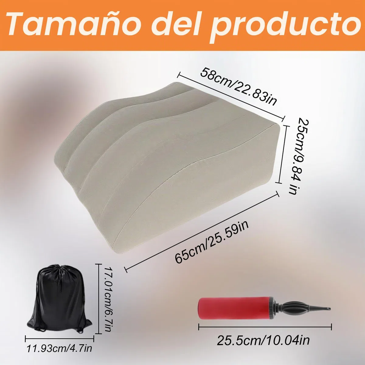 Almohada para Piernas Hinchable con Bomba, Cuña Elevadora para Mejorar la Circulación, Reducir Hinchazón y Aliviar Dolor de Espalda, Portátil para Dormir, Post-Operatorio y Embarazo