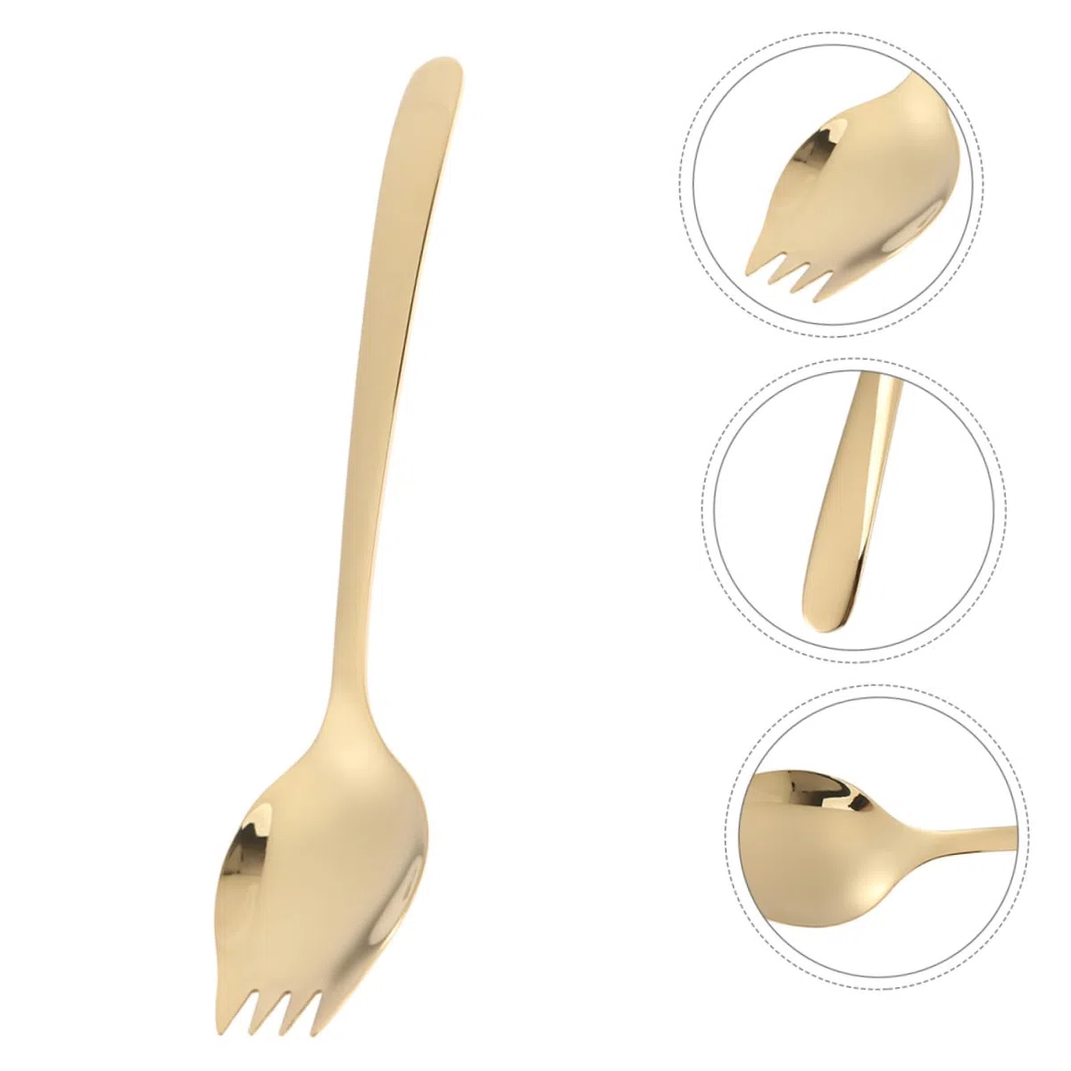 ABOOFAN 4 Piezas Vajilla de doble acero inoxidable horquilla de helado tenedores de acero inoxidable de cocina spork horquilla de sopa para lavavajillas Dorado