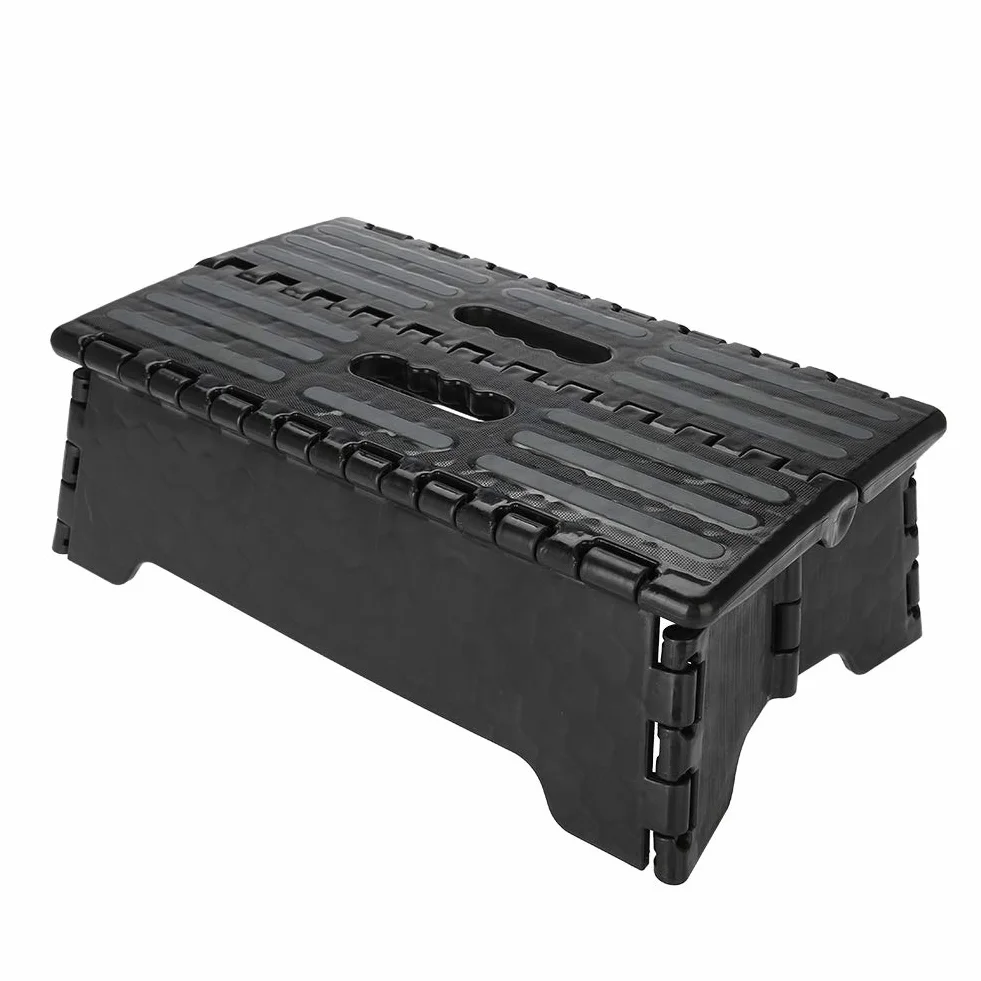 Taburete Plegable Multiusos Negro Antideslizante y portátil para baño y Cocina, Capacidad máxima 136 kg