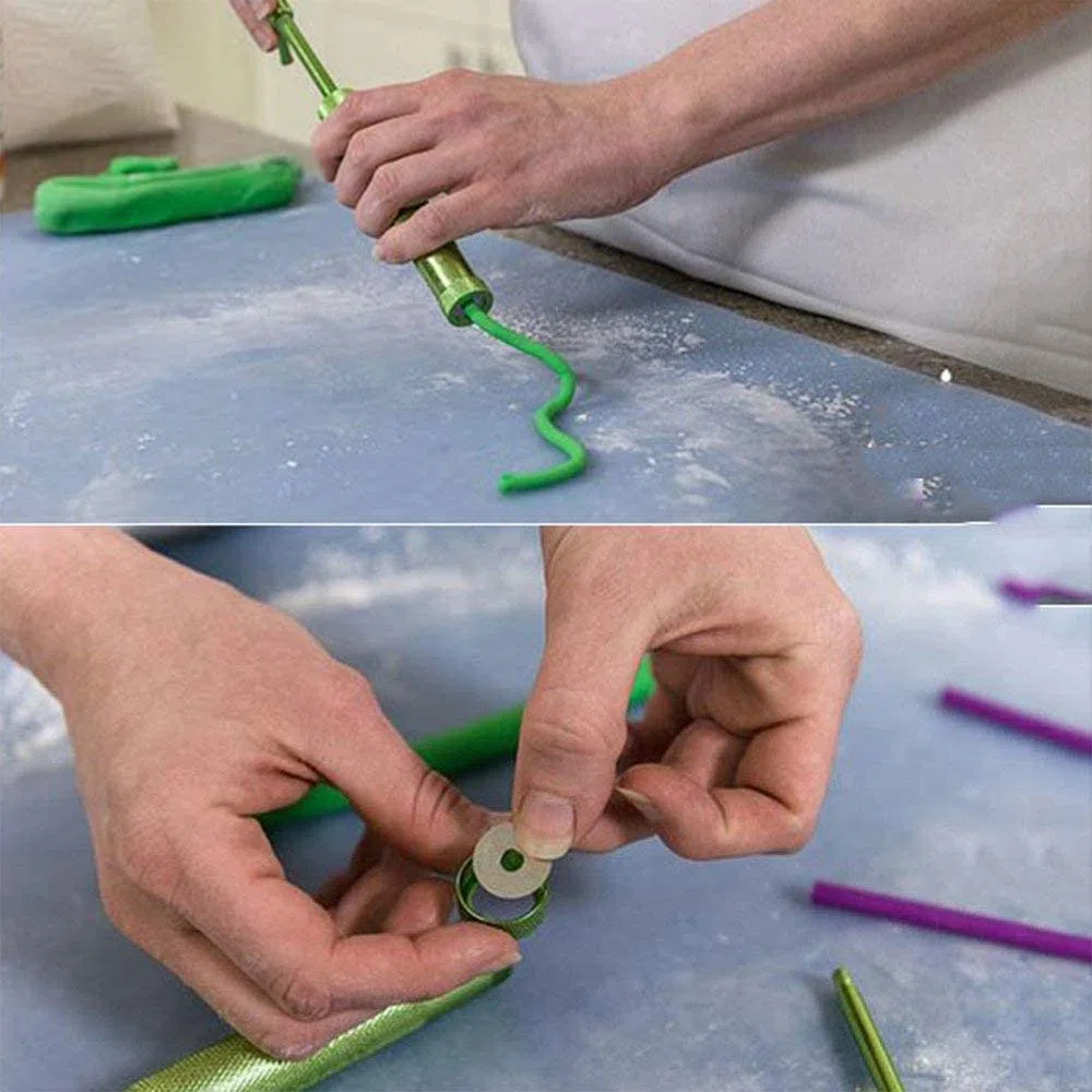 Extrusora de arcilla, de aleación de aluminio, extrusora de pasta de azúcar, herramienta de decoración verde con 20 puntas para fondant, pastel y arcilla