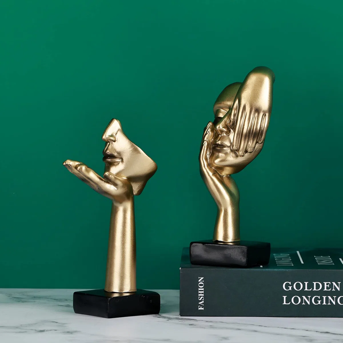 2 estatuas de Pensador, Escultura de Arte Abstracto Negro Dorado decoración Moderna del hogar, decoración de Escritorio, d Año Nuevo (2 Piezas Doradas)
