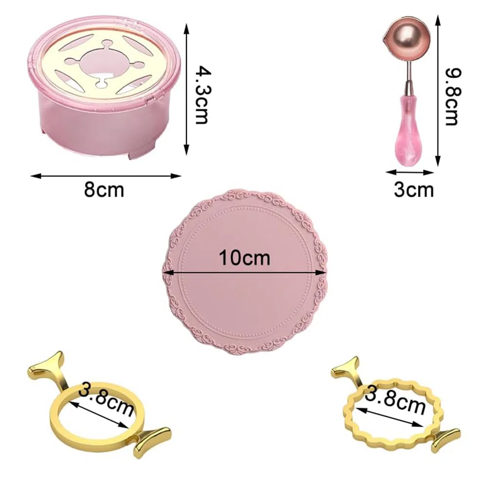 5 Piezas Kits De Calentador De Sello De Lacre,Calentador De Sello Olla De Cera Con Cuchara De Fusión Moldes De Sello De Cera De Metal Almohadilla De Sellado De Cera, Para Sobres,Boda,Regalos,Tarjetas