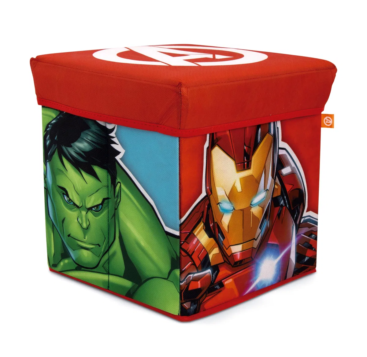 ARDITEX - Cubo plegable infantil Avengers con tapa acolchada y función de asiento - Licencia Oficial Marvel - 30x30x30 cm - Caja decorativa con Capitán América, Hulk, Thor e Ironman