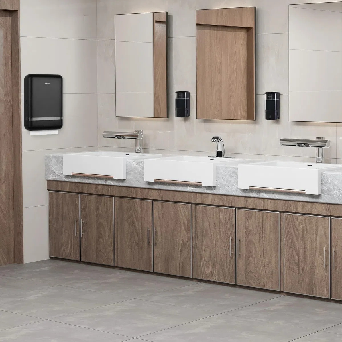 AIKE Dispensador de jabón líquido Comercial de 1200 ml, Gran Capacidad, Bomba Manual montada en la Pared con Cerradura y Ventana Transparente, Ideal para oficinas, Espacios industriales y baños