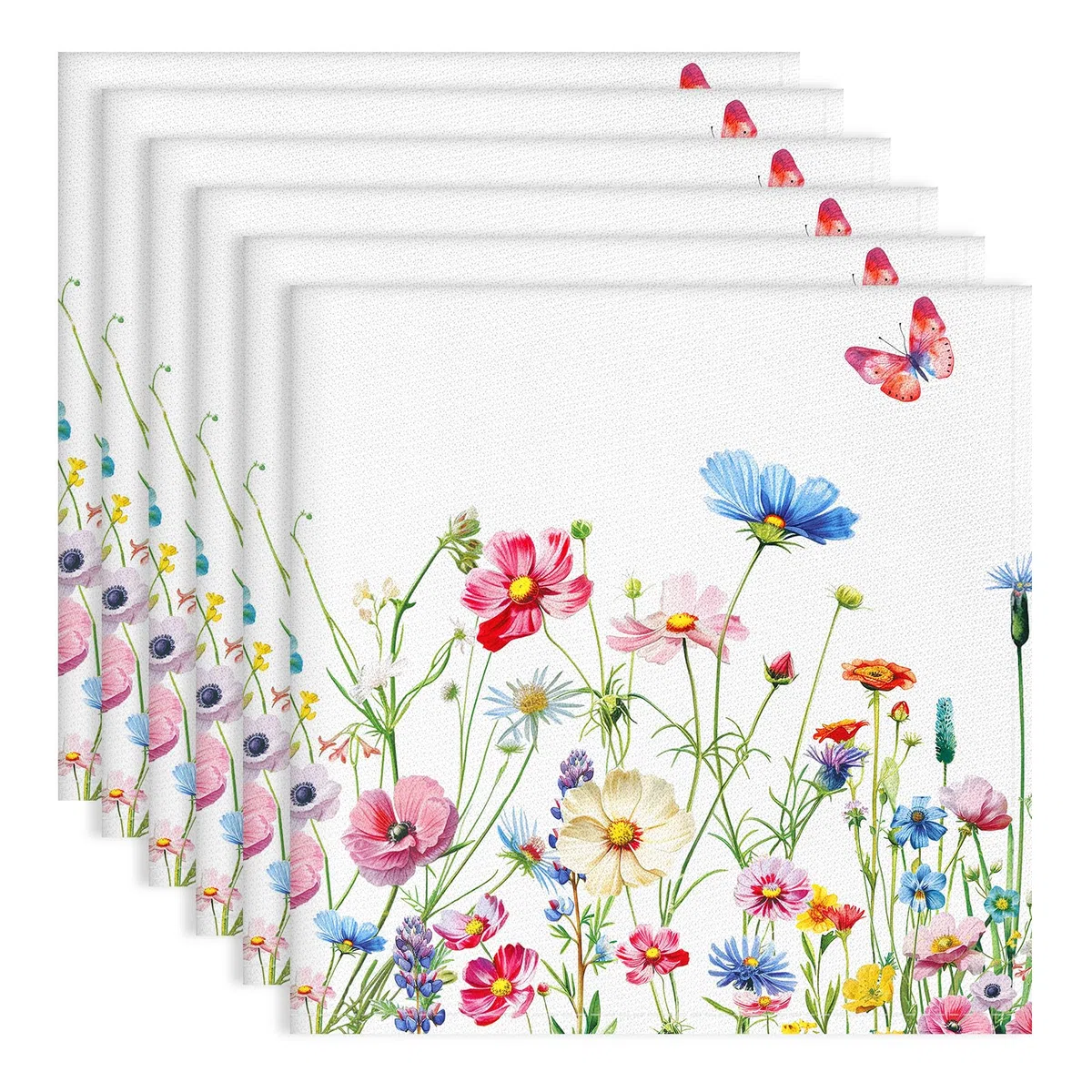 Servilletas de Flores Silvestres Tela de Cocina, Servilletas de 6 de Tela 100% Algodón Suaves Cómodas Lavables Reutilizables Servilletas de Mesa para Cenas Familiares, Cócteles, Bodas