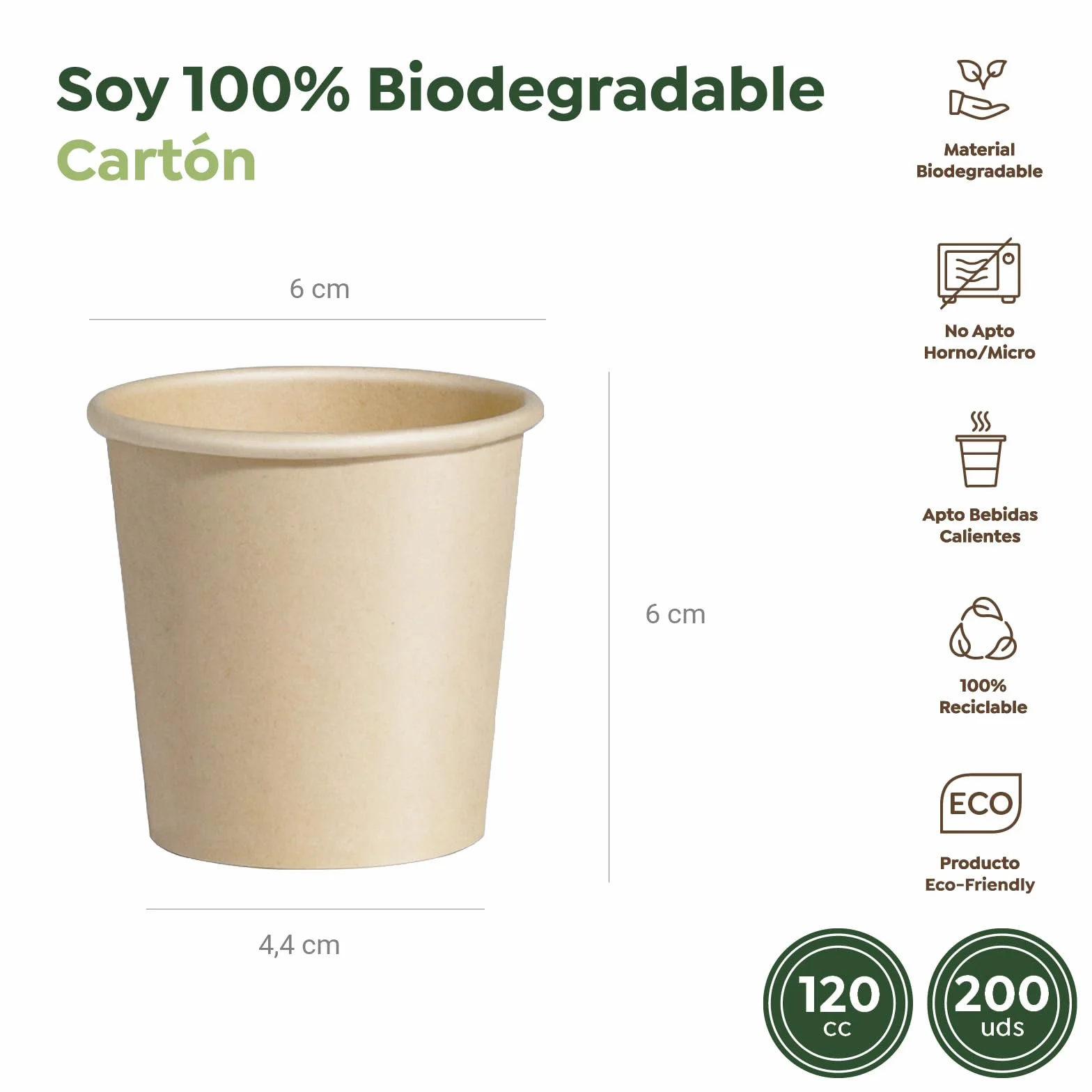 MAXI PRODUCTS - Vasos Café Desechables Kraft - Vasos Cartón - Vasos Desechables Catering - Vasos Café para Llevar - APTO BEBIDAS CALIENTES Y FRÍAS (120 cc, 200 unidades)