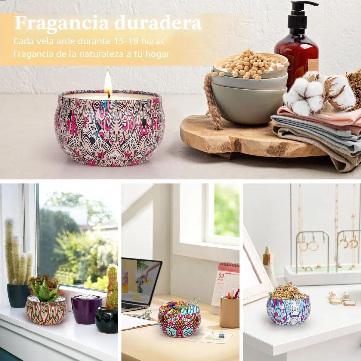 LDUMODUW Kit Para Hacer Velas Aromáticas Fabricacion, Kit Velas Set de Regalo Con 480g Cera de Soja Para Velas, 6 Aceites Esenciales, Mechas u Crisol de 550 ml, Kit Manualidades Adultos