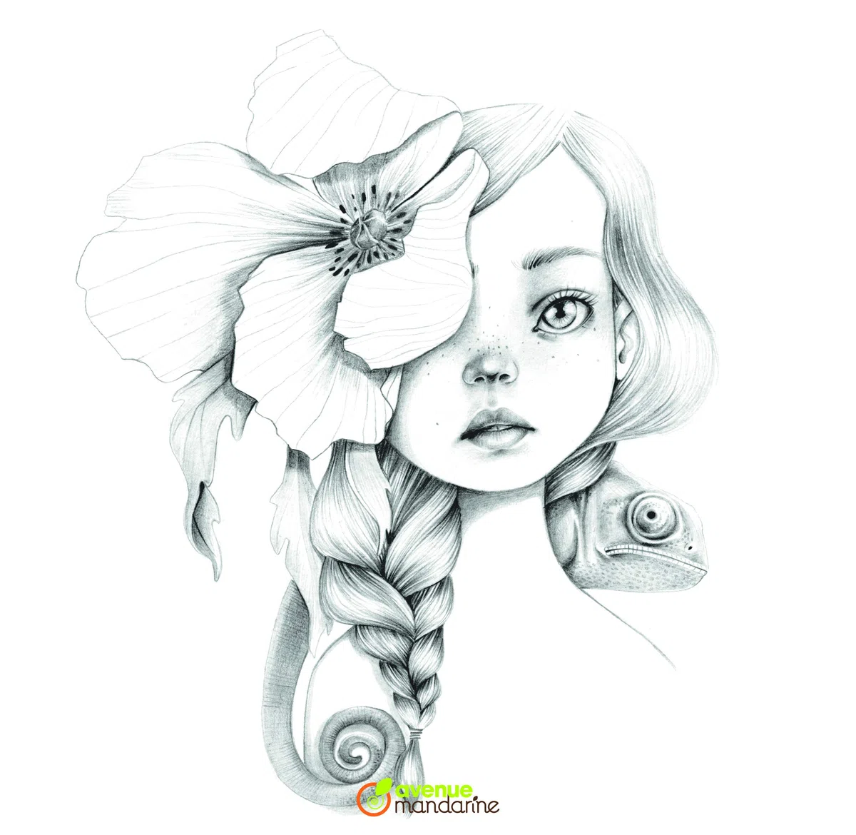 Avenue Mandarine GY077C - Un carnet à spirale Wild 28 pages imprimées à colorier 20x20 cm (14 designs x 2) 250g, Wild 3