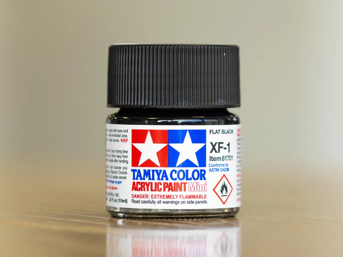 Tamiya 81701 - Pintura Acrílica Mini, Mate Negro Frasco de 10 ml, XF-1