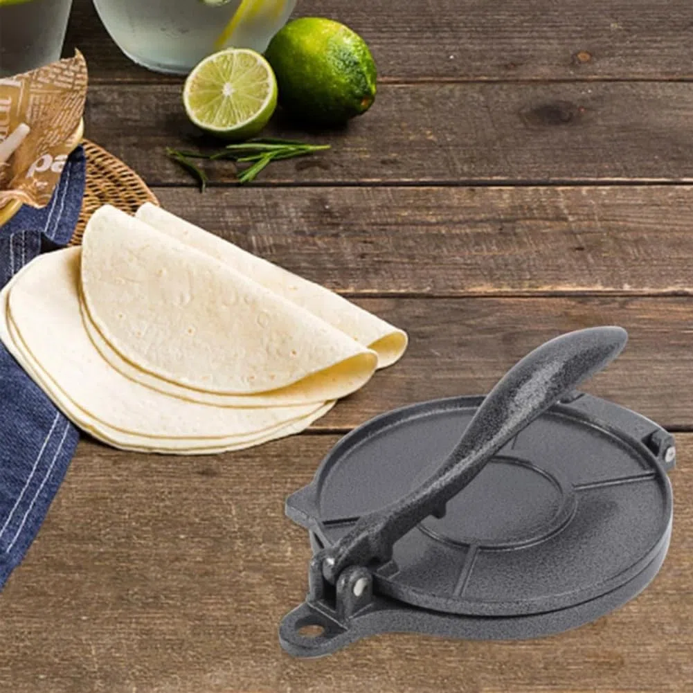 Genérico Prensa de Tortillas, 20cm/16cm, Aluminio Negro, Multifunción, Versátil