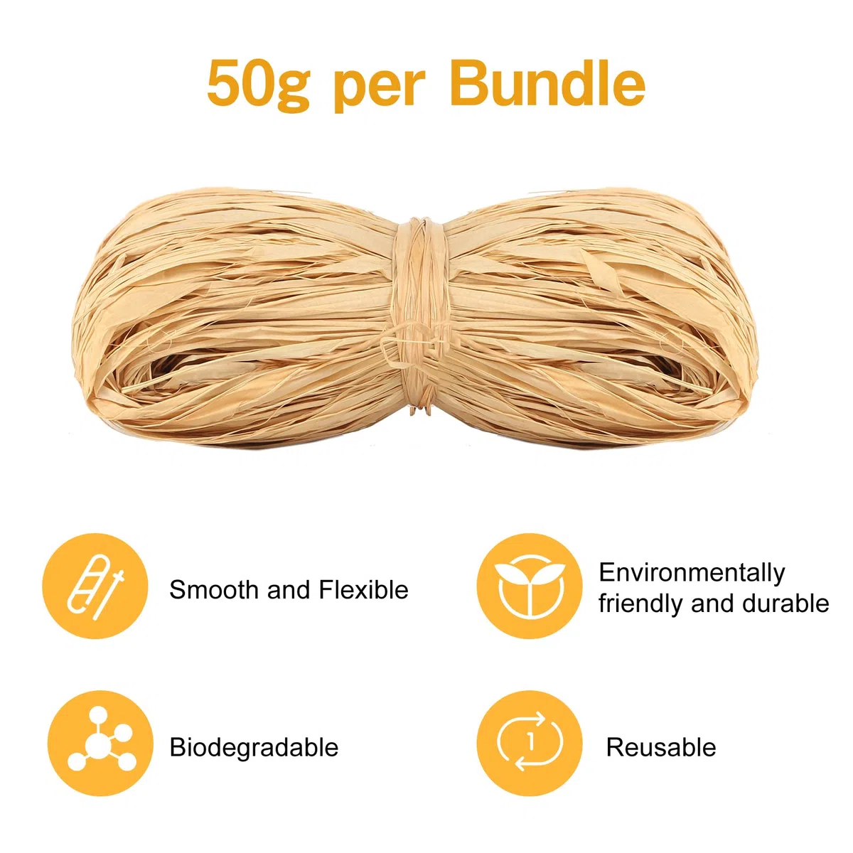 Bast Raffia Natural, Paquete de 6 Cintas, Florbast para Manualidades, Cuerda de Papel, Regalo para Floristas, Jardín, Boda, Marrón Claro