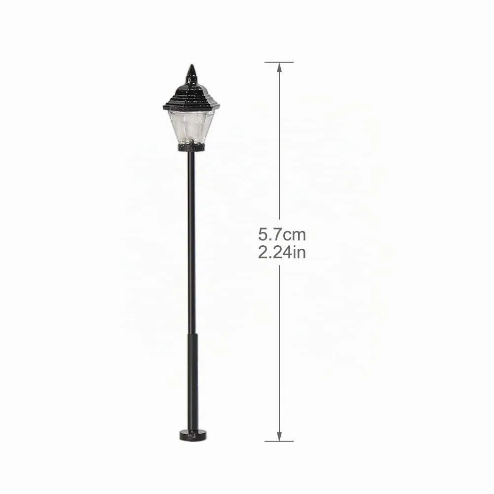 Evemodel 10 Piezas modelismo ferroviario Escala HO Farolas de Luces de Calle de Cabeza única Leds Nuevos Miniatura Blanco cálido