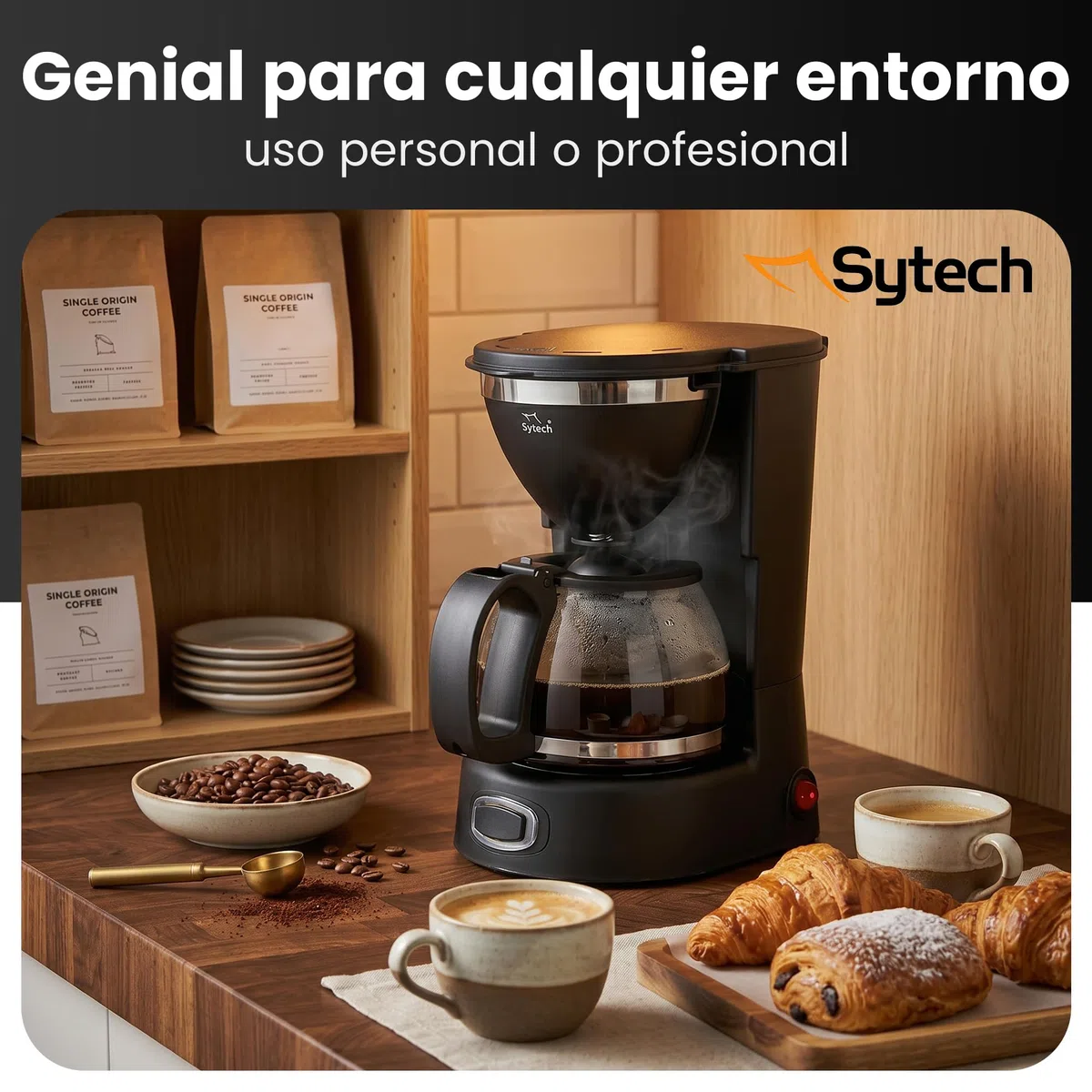 Sytech sy-dc9 cafetera de goteo, jarra de vidrio, antigoteo, 4-6 tazas, 750 ml, 650w
