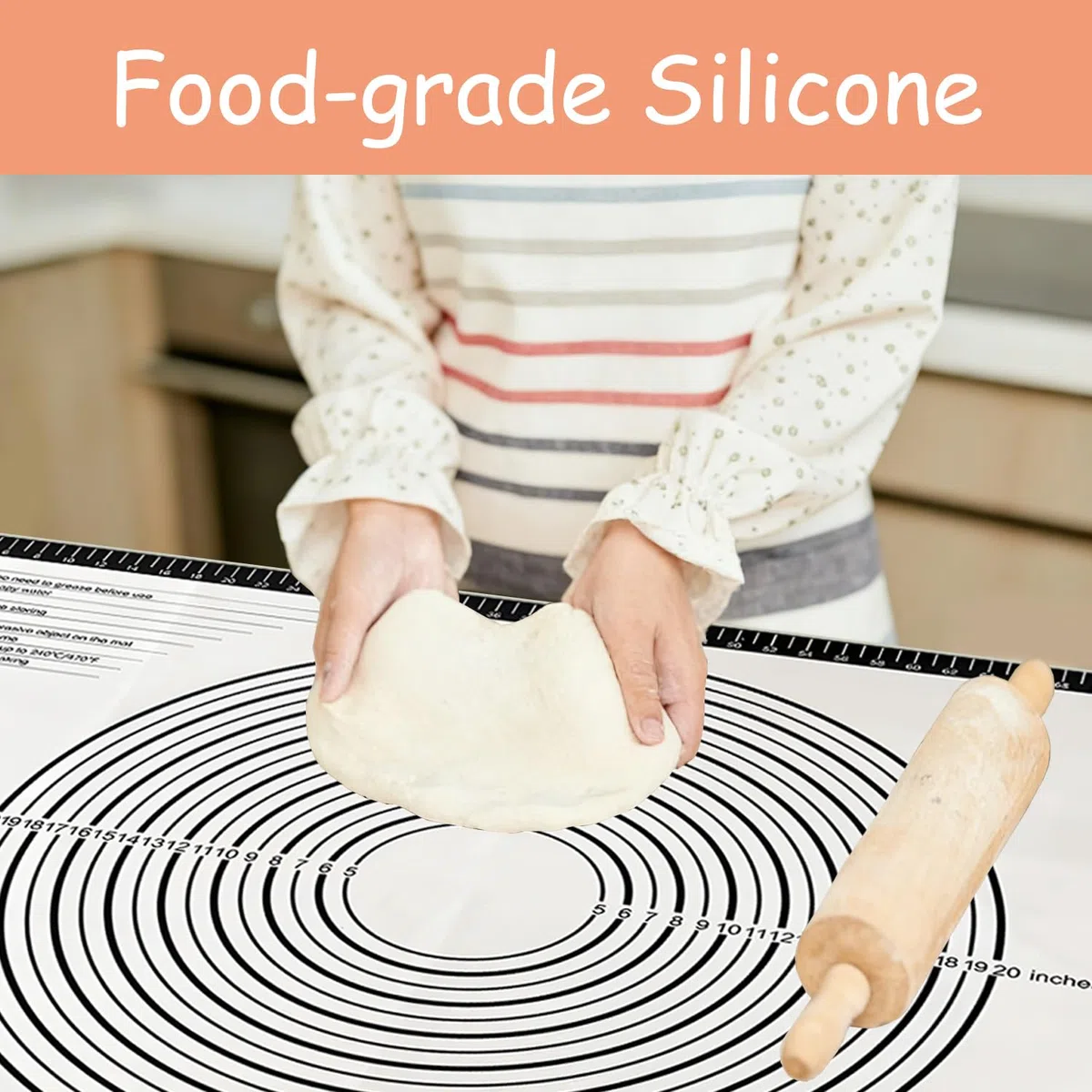 Tapete de Silicona Para Hornear, Alfombrilla de silicona Antiadherente, Tapete de Silicona para Amasar para Repostería, Hornear, Pastelería(91 x 61 cm)
