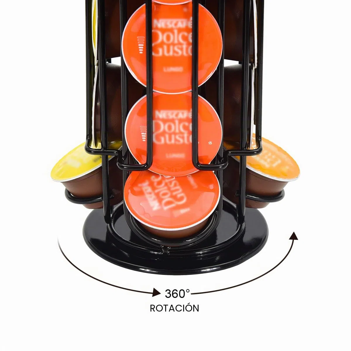 Soportes para Cápsulas de Café 24 Dolce Gusto,Dispensador Capsulas Dolce Gusto Almacenamiento de Cápsulas de Café, estante giratorio de torre de cápsulas de café, Base antideslizante,Negro