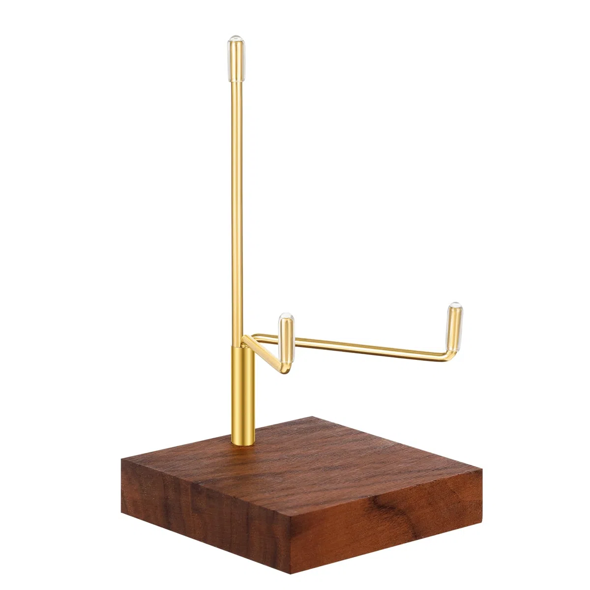 Xthrotsenk Soporte de exhibición de madera de nogal con brazos de metal ajustables, pequeño caballete de exhibición de cristal para exhibir geodas, conchas marinas, fósiles, coral y roca de cristal