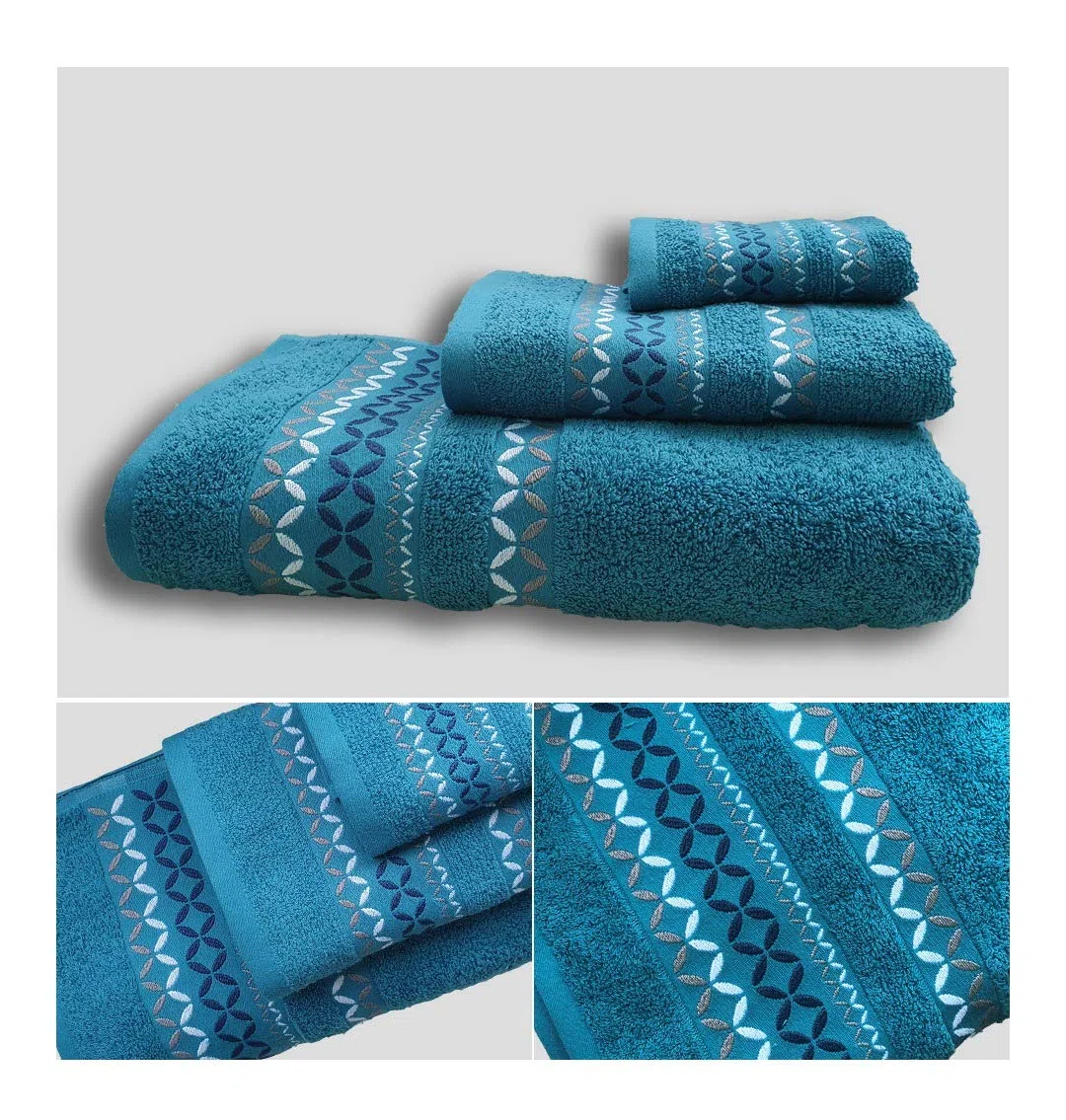 Juego de Toallas Baño 3 Piezas 1 Ducha 1 Mano 1 Cara 100% Algodón Ligeras y Absorbentes (Maury Turquase)