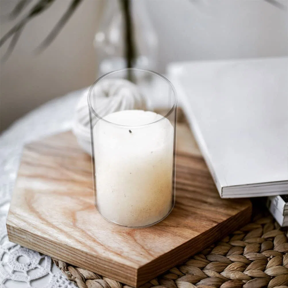 Garneck Cilindro de cristal sin base, 6 cm de diámetro, para interior y exterior, transparente, portavelas de 4 unidades, 20 x 6 x 6 cm, de cristal, para fiesta, hogar, banquete, al aire libre