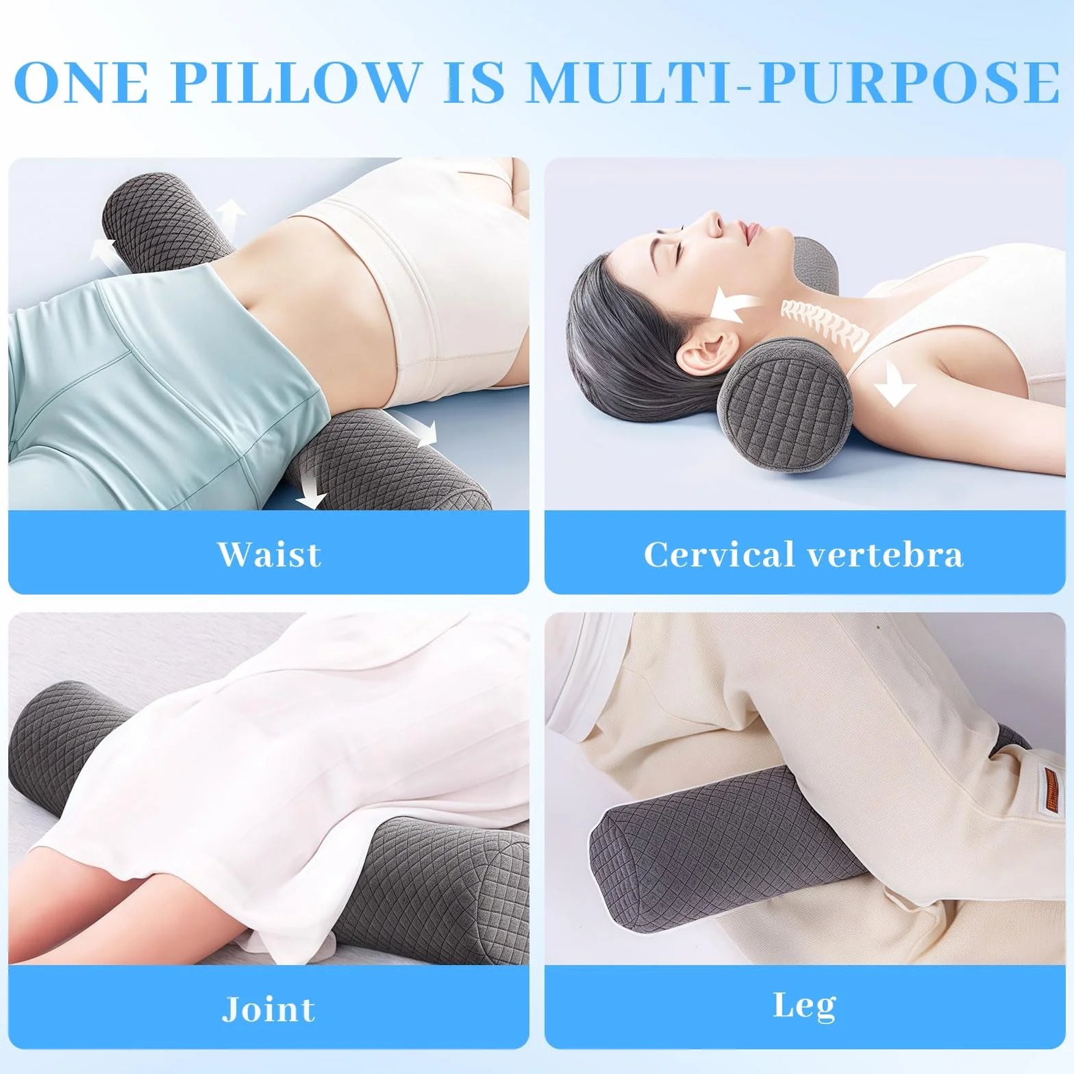 Almohada Cervical, cojín cilíndrico con Funda, cojín cómodo para Dormir y aliviar el Dolor