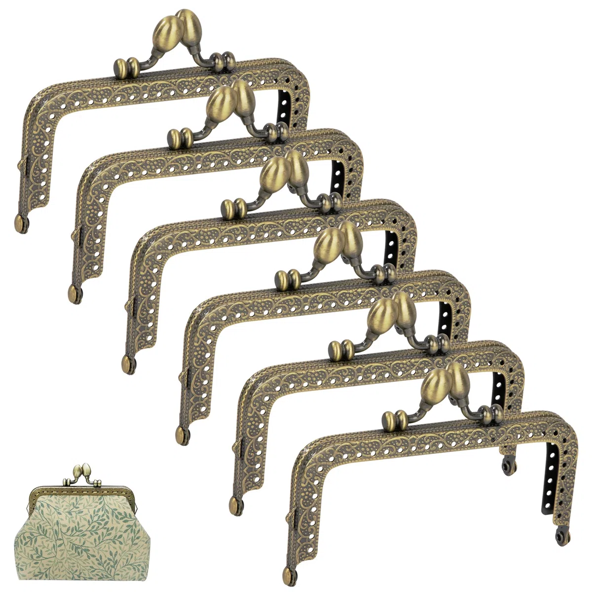 Boquillas para Monederos Cuadradas Marcos Metal 10,5cm para Bolso para Bricolaje Artesanía Monedero Manija de Bolsillo Costura 6 Piezas