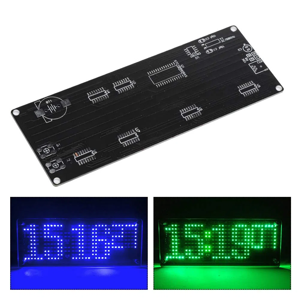 Dot Lattice Clock Kit, 5V Patch Digital Lattice Kit de reloj electrónico DIY en apariencia acrílica con indicación de temperatura, Movimientos de reloj Kit de reloj de celosía DIY con placa base