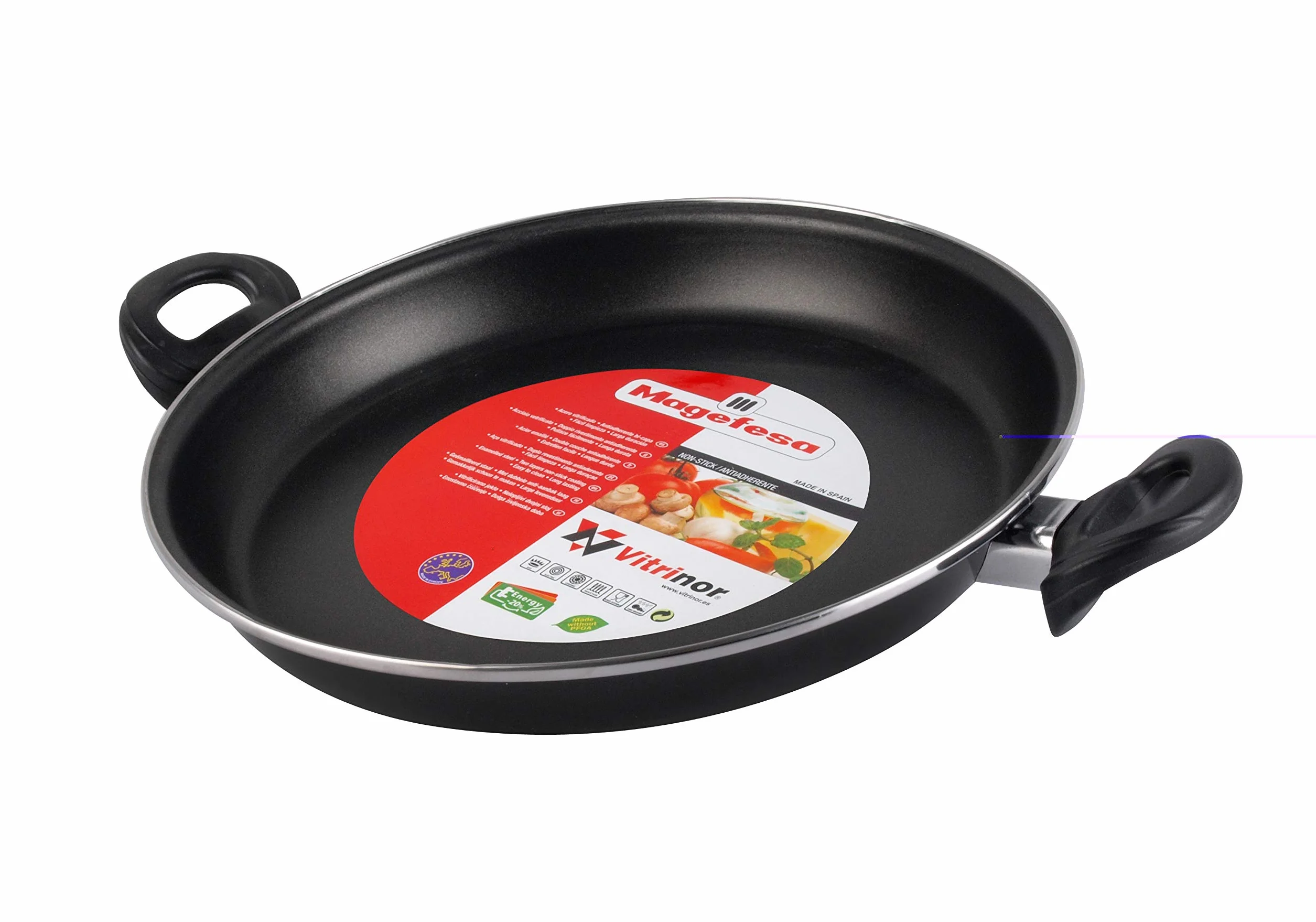 MAGEFESA 01101902 Paellera de acero esmaltado, Antiadherente bicapa reforzado, Apta para todo tipo de cocinas, Negro, 30 cm