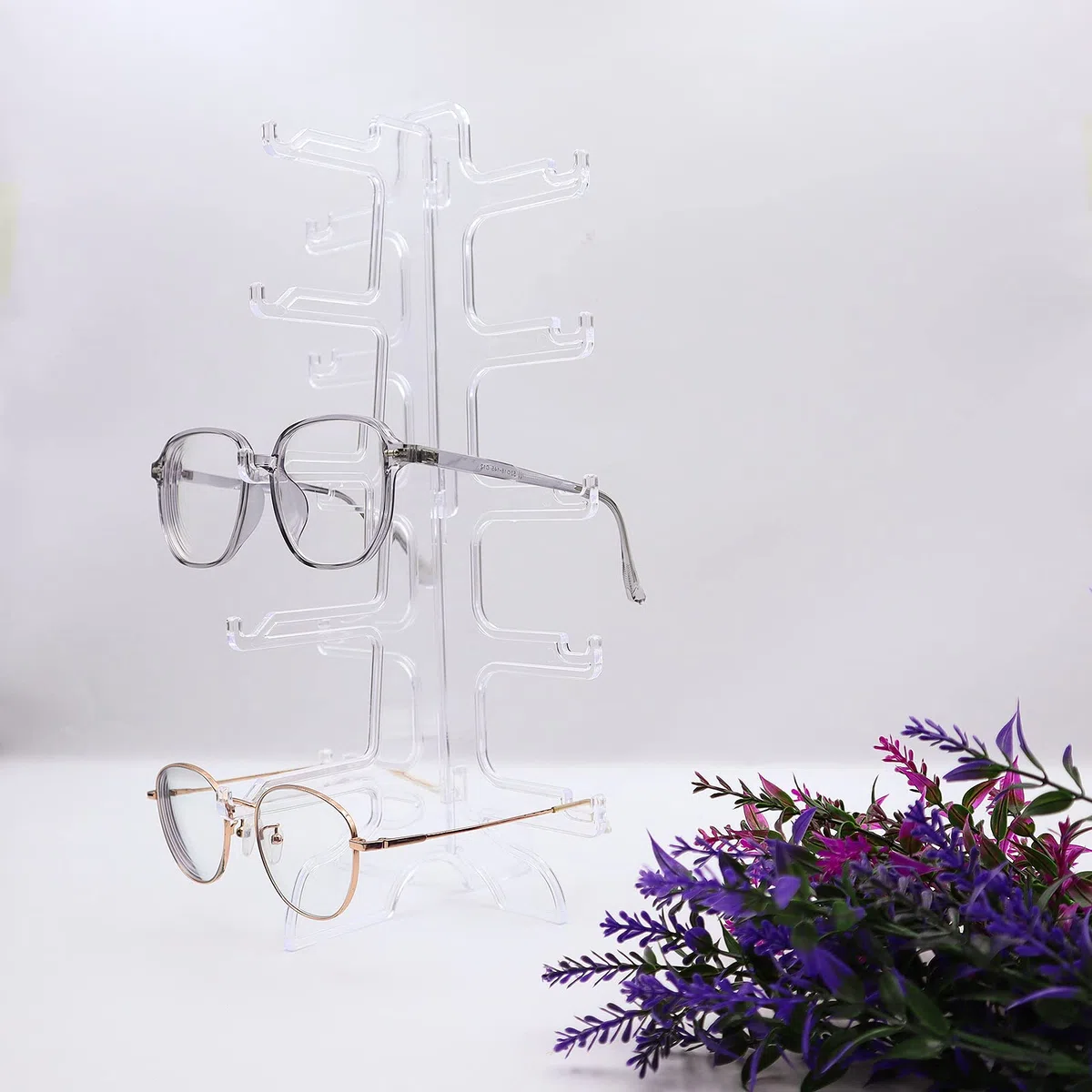 2 Piezas Soporte Para Gafas de Sol 5 Capas Soporte de Exhibición de Gafas,Reutilizable, Apto para Guardar Gafas de Sol, Gafas de Miopía, Espejos Planos (Transparentes)